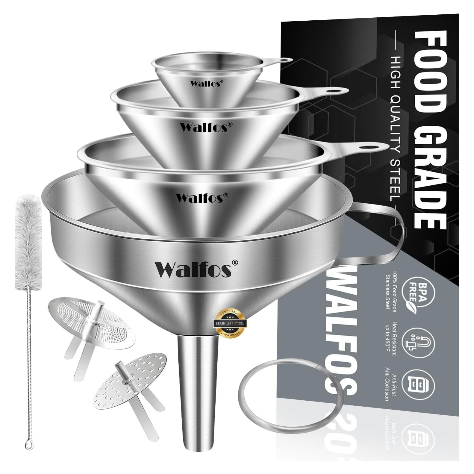 Embudo de Acero Inoxidable Walfos 4 Piezas 10.4cm 7.5cm 5.5cm 4.5cm