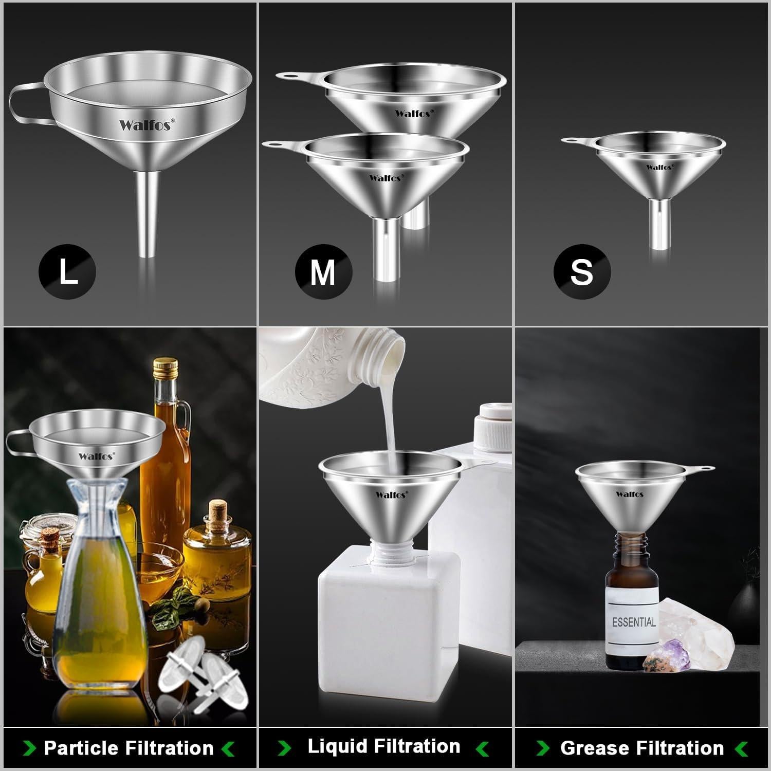 Embudo de Acero Inoxidable Walfos 4 Piezas 10.4cm 7.5cm 5.5cm 4.5cm