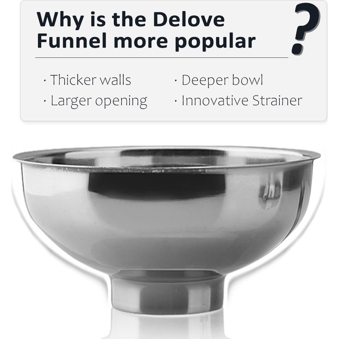 Embudo de Conservación Delove Acero Inoxidable Kit 3 Piezas