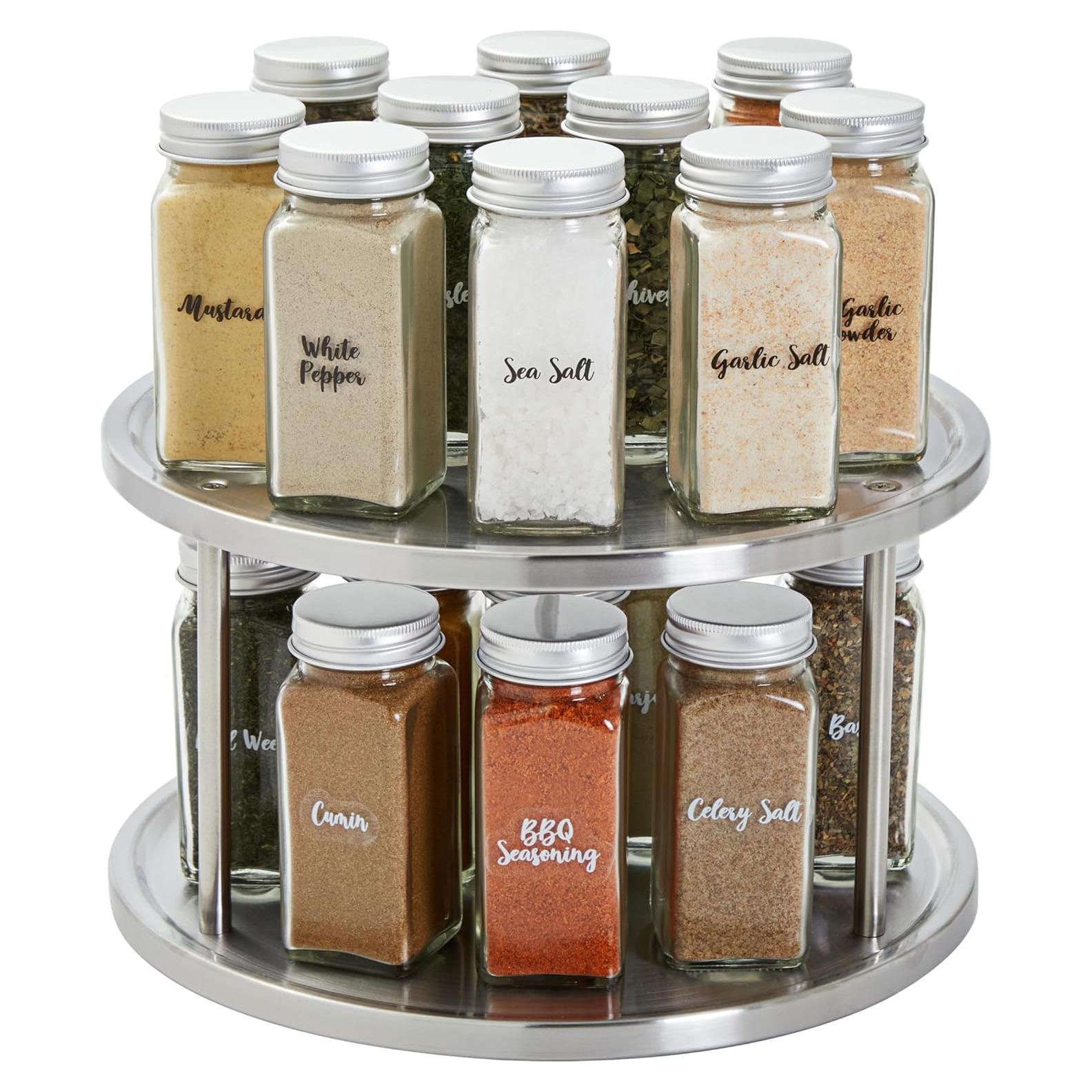 Organizador Giratorio de Especias Juvale 2 Niveles Acero Inoxidable 26.7 cm
