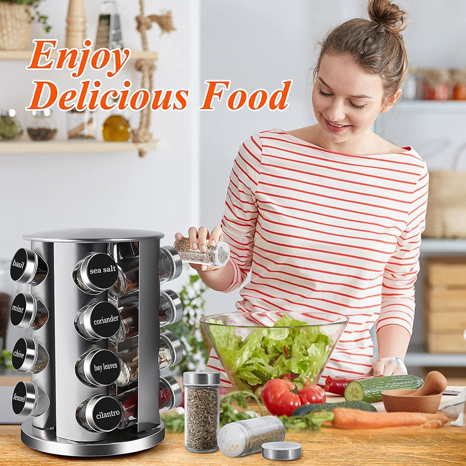 Estante Giratorio de Especias DOUBLE 2 C con 16 Tarros de Vidrio