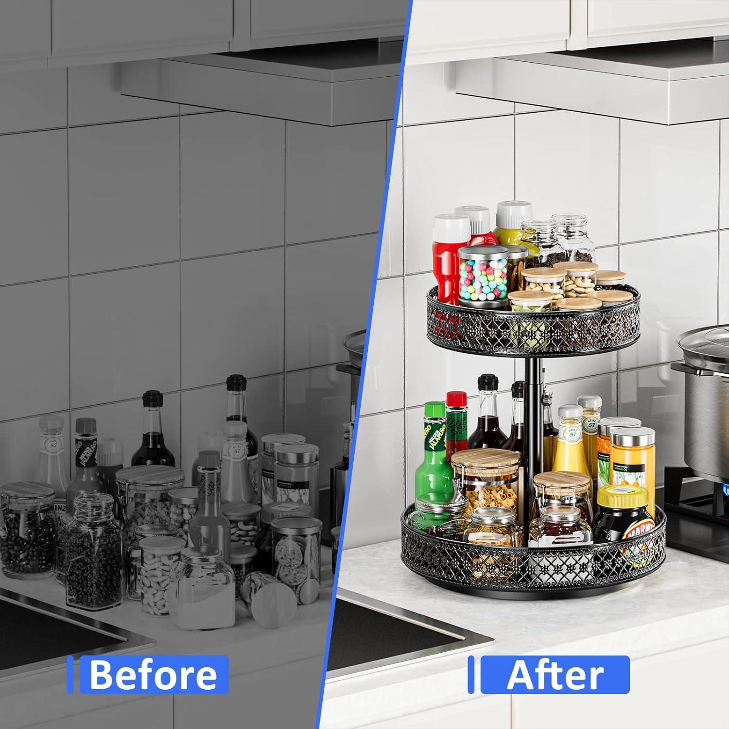 Organizador Giratorio de 2 Niveles OVICAR 30,48 cm Negro