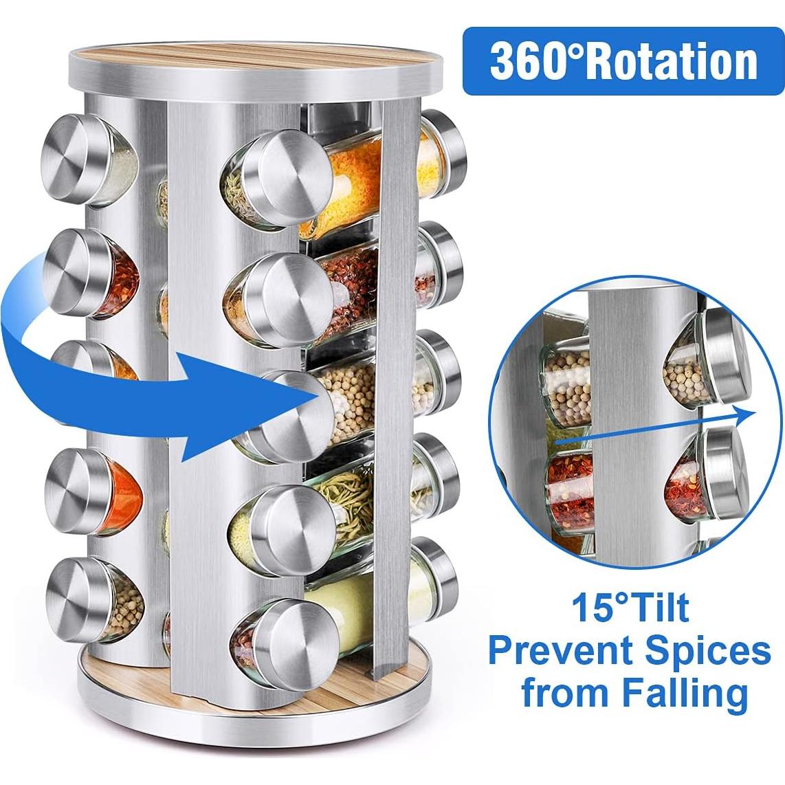 Organizador de Especias Giratorio CANTAMI 20 Tarros Acero Inoxidable