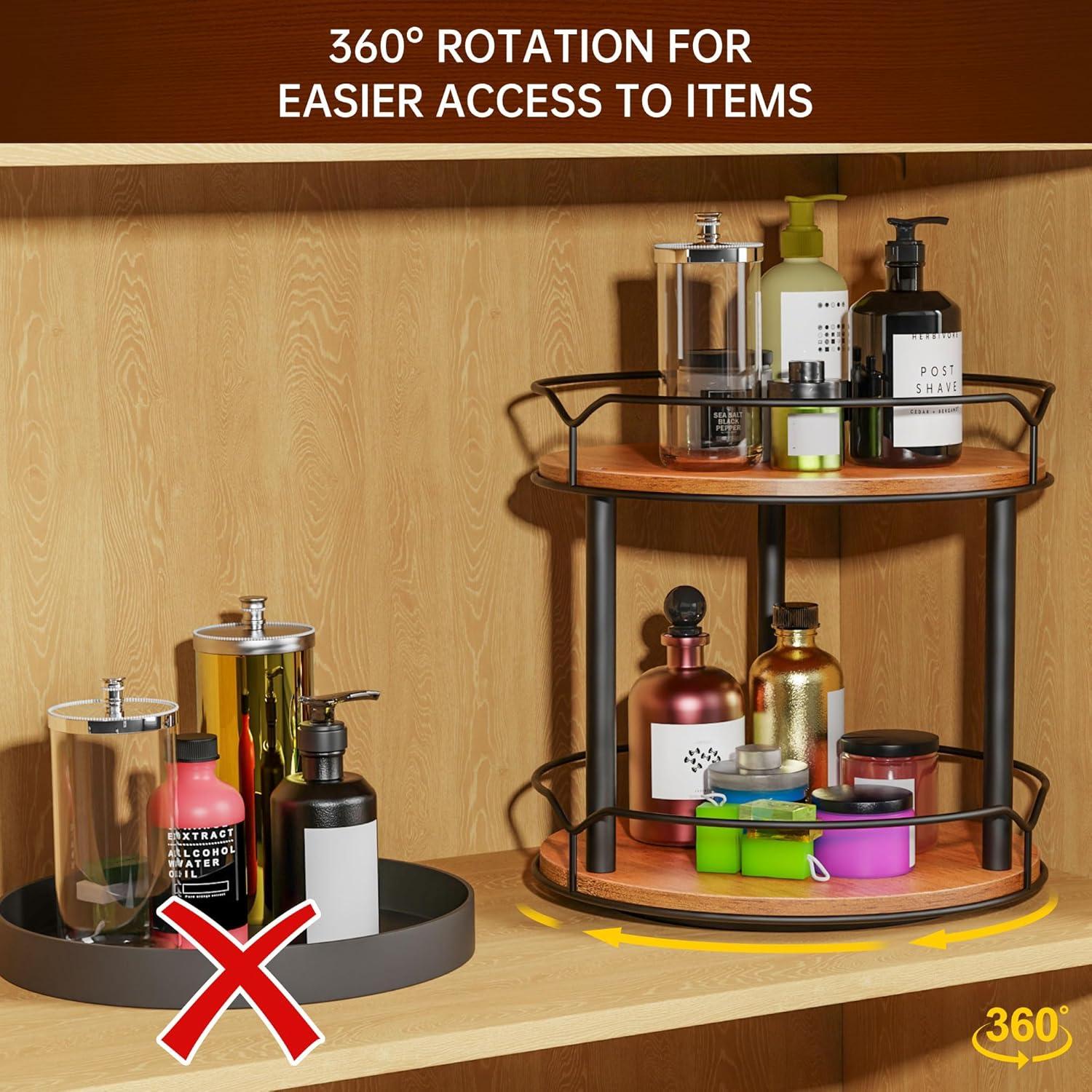 Organizador Lazy Susan 2 Niveles MUTUALUS Madera 23.4 cm