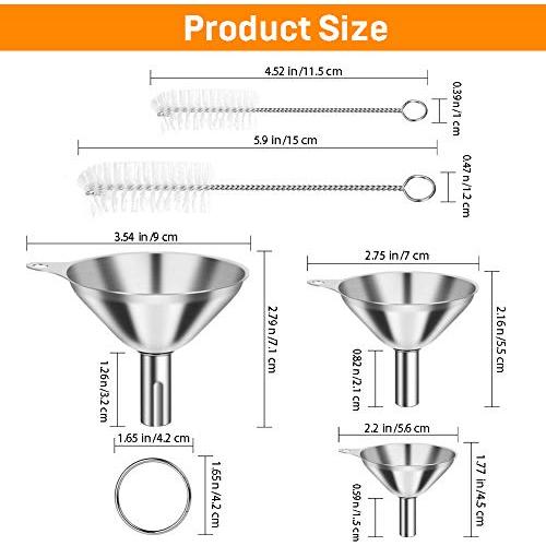 Juego de 3 Embudos de Acero Inoxidable YGDZ para Cocina