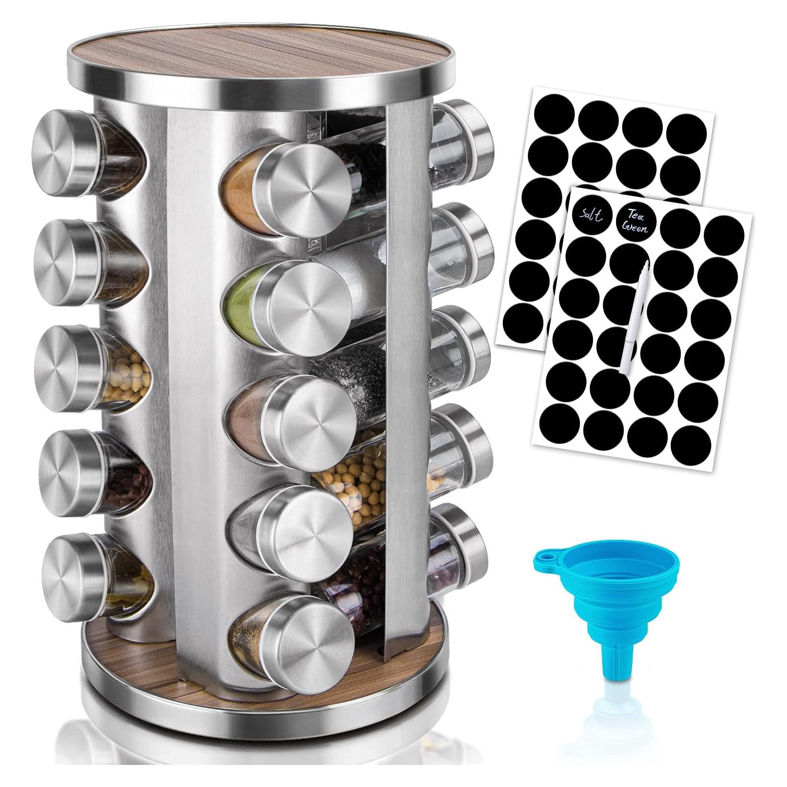 Organizador de especias giratorio dasaka 20 frascos 88ml acero