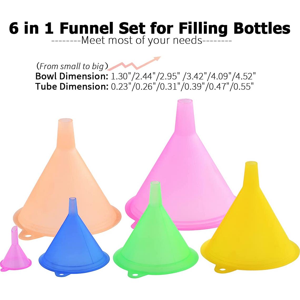 Conjunto de 6 embudos de plástico Delove grado alimenticio