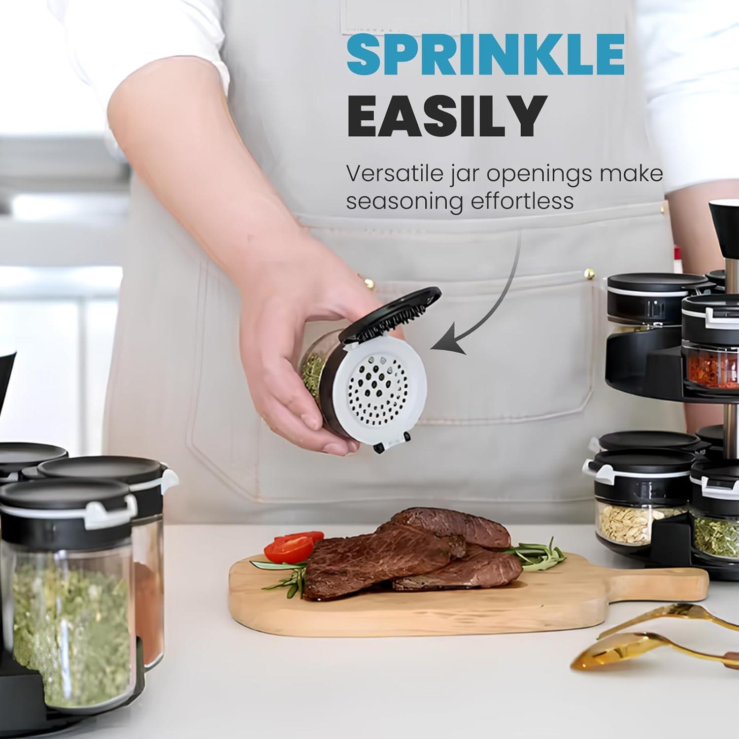 Soporte giratorio para especias Farazza, 12 frascos vidrio