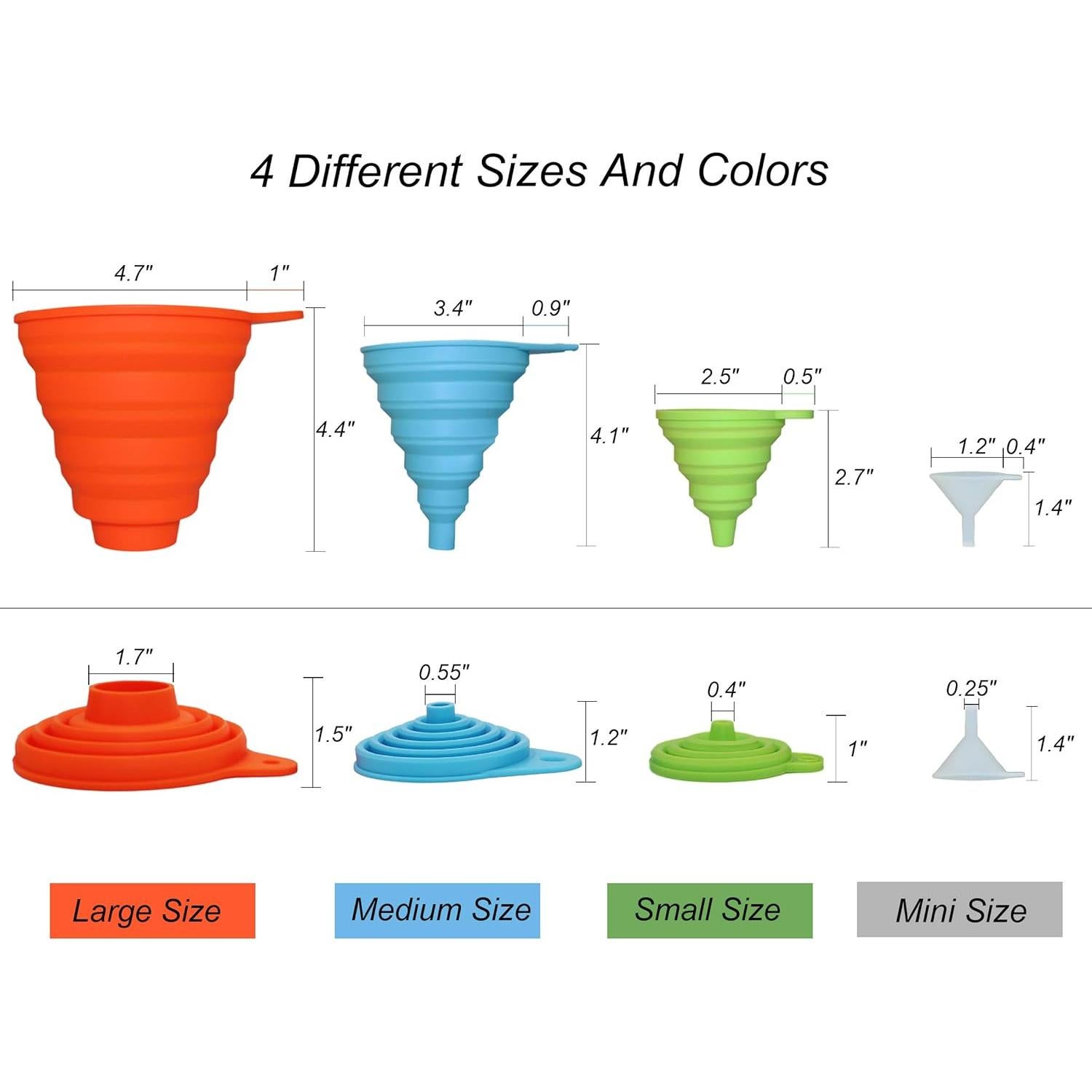 Juego de embudos de cocina KongNai 4 tamaños silicona