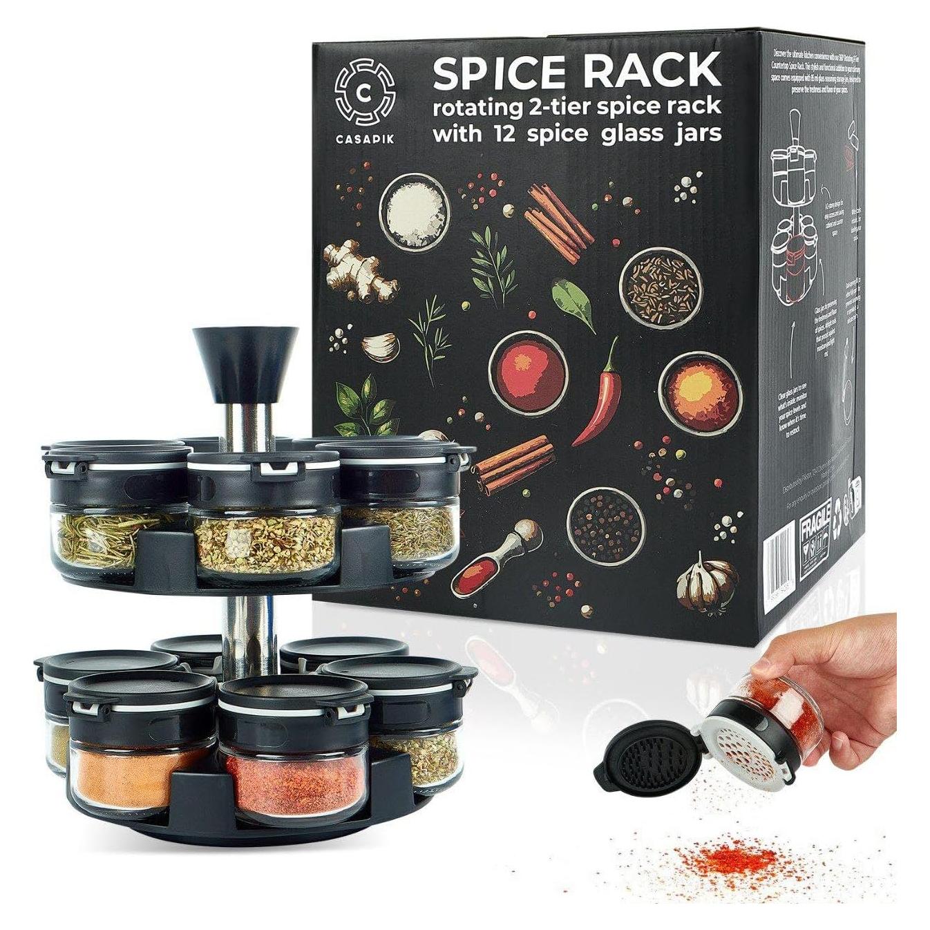 Organizador de especias giratorio Casapik 12 frascos vidrio
