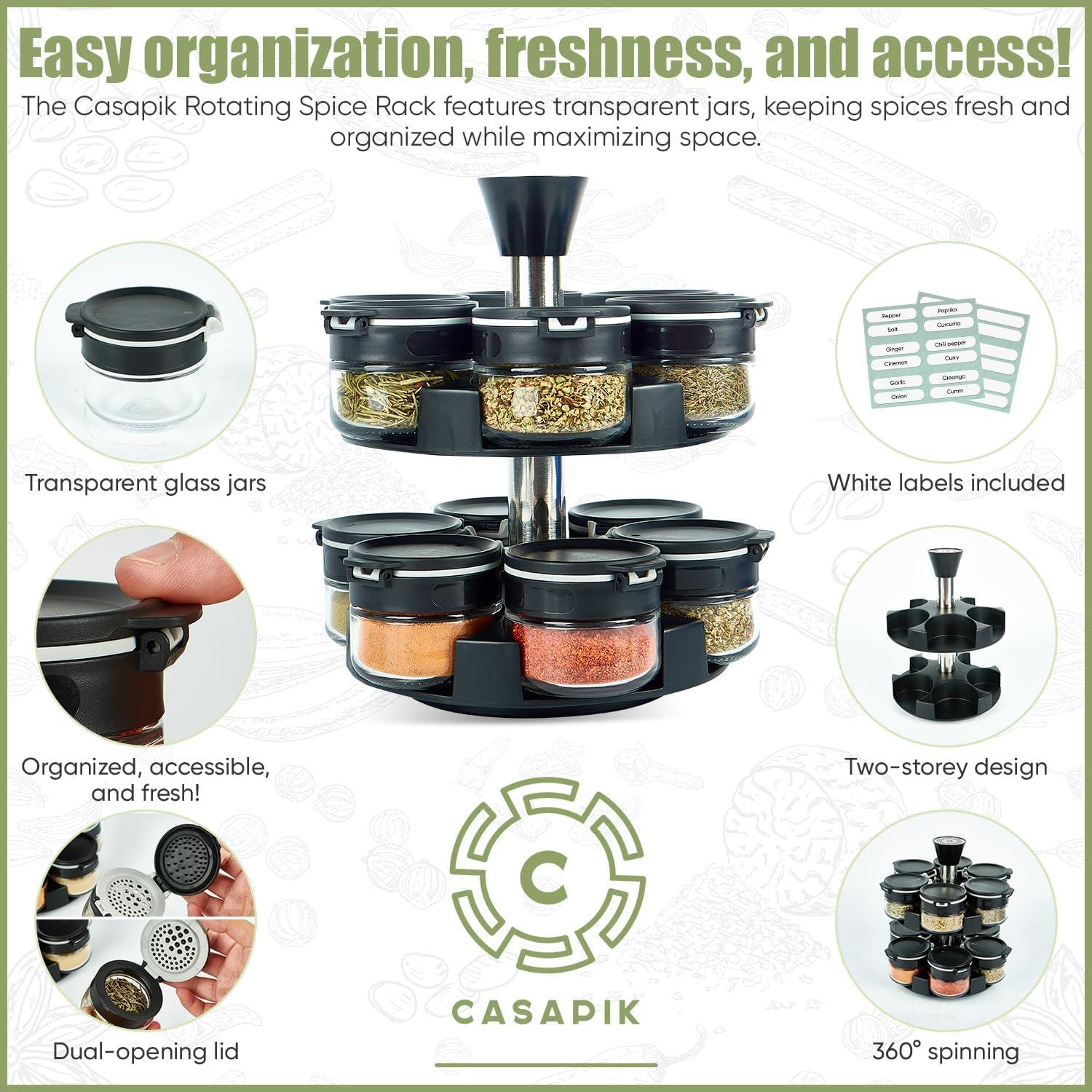 Organizador de especias giratorio Casapik 12 frascos vidrio