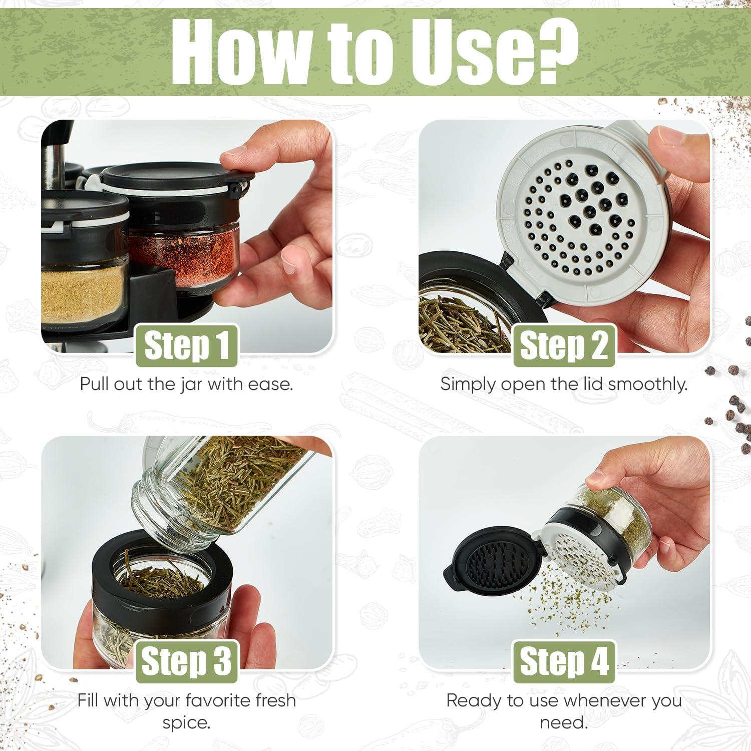 Organizador de especias giratorio Casapik 12 frascos vidrio