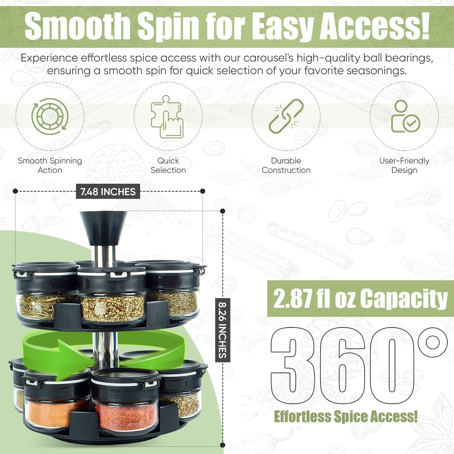 Organizador de especias giratorio Casapik 12 frascos vidrio