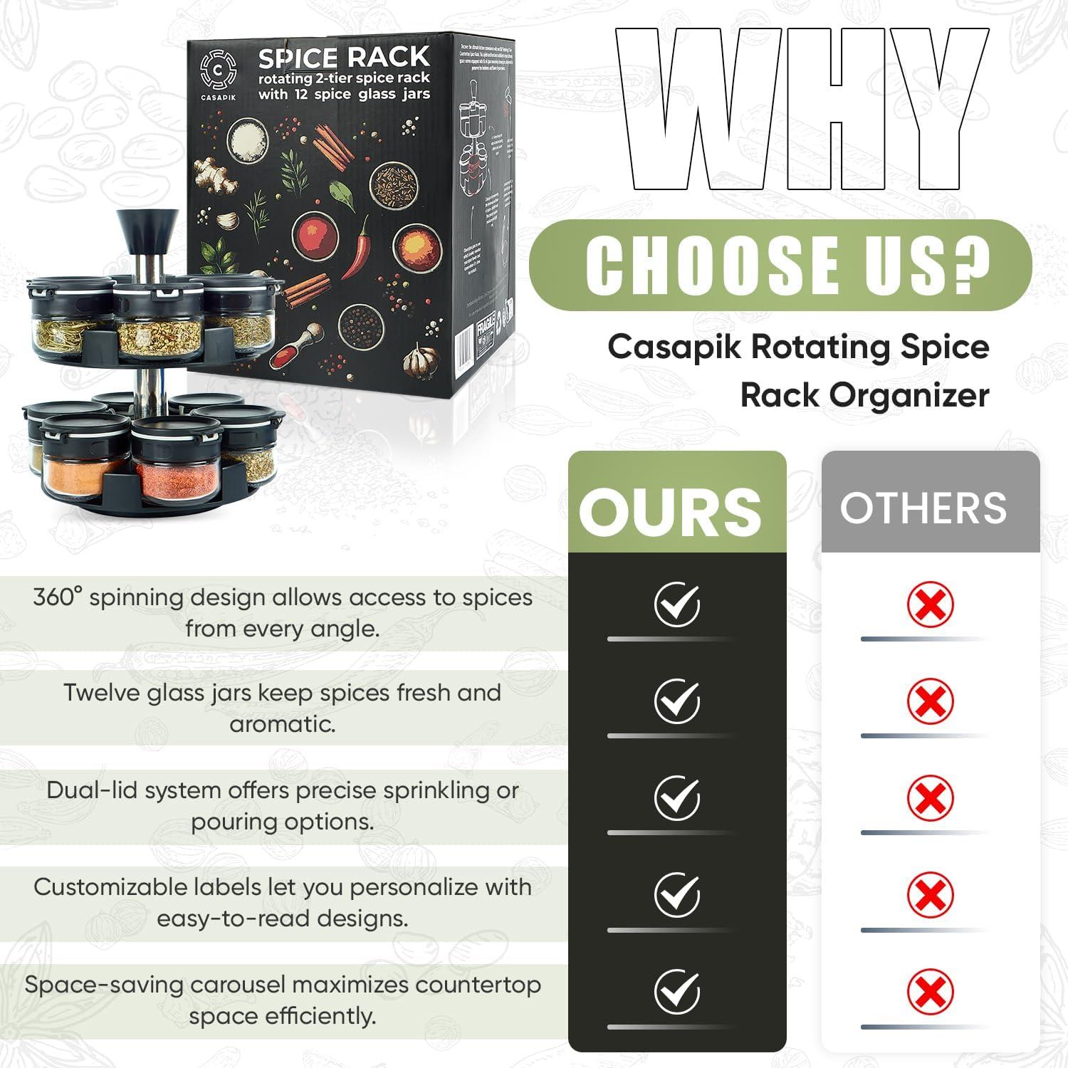 Organizador de especias giratorio Casapik 12 frascos vidrio