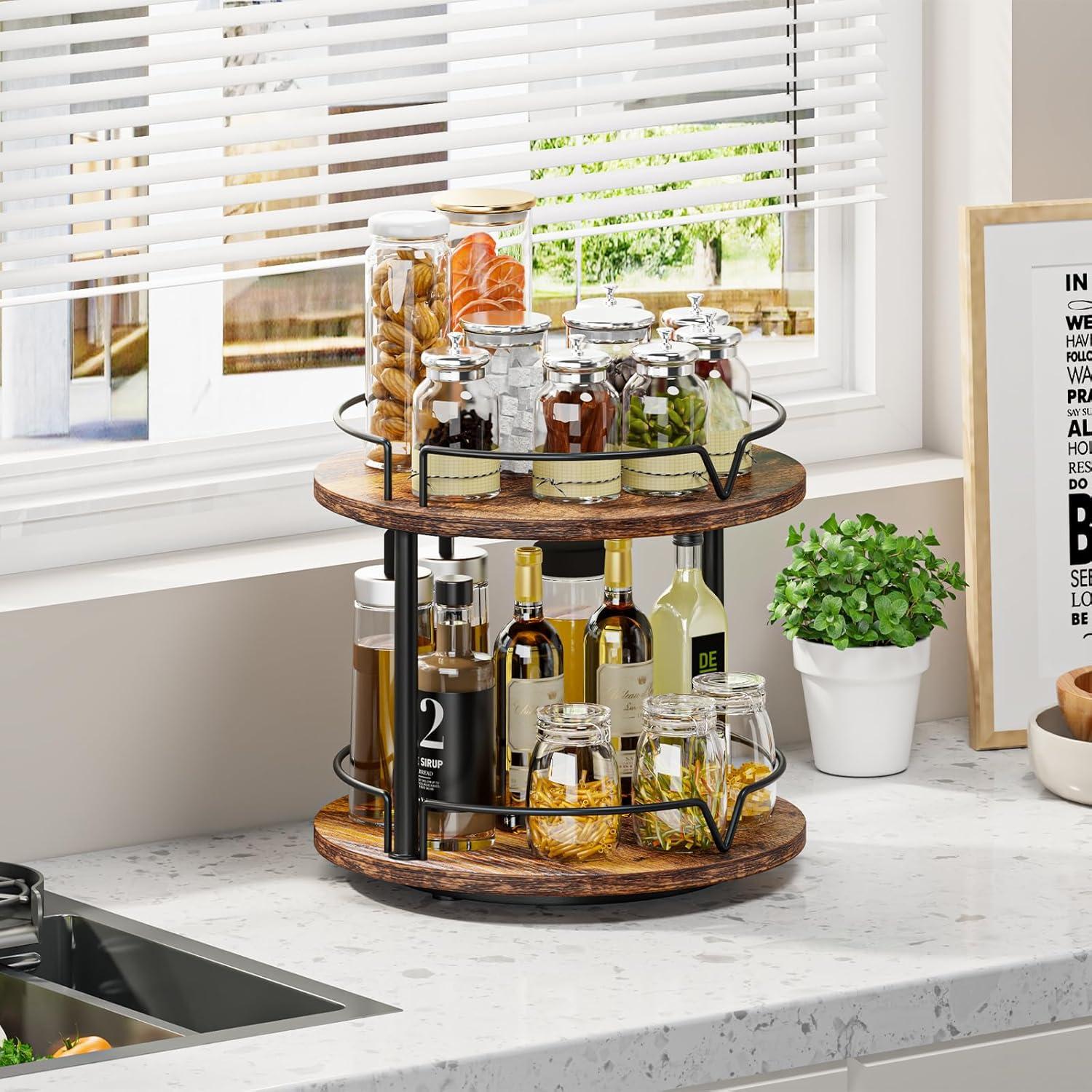 Organizador Giratorio KLM 30,48 cm Madera Marrón Rústico