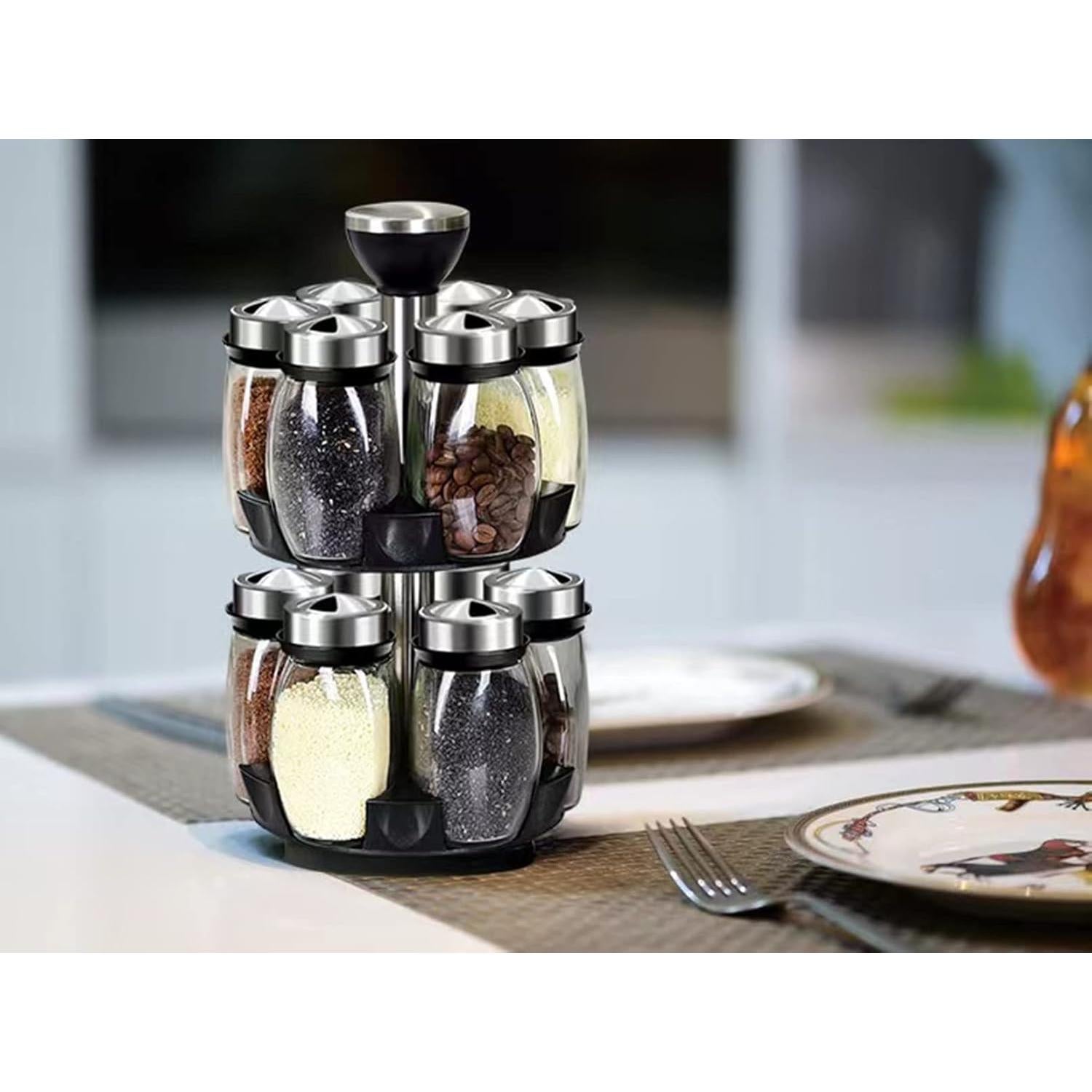 Organizador de Especias Giratorio Handisen 12 Frascos Vidrio