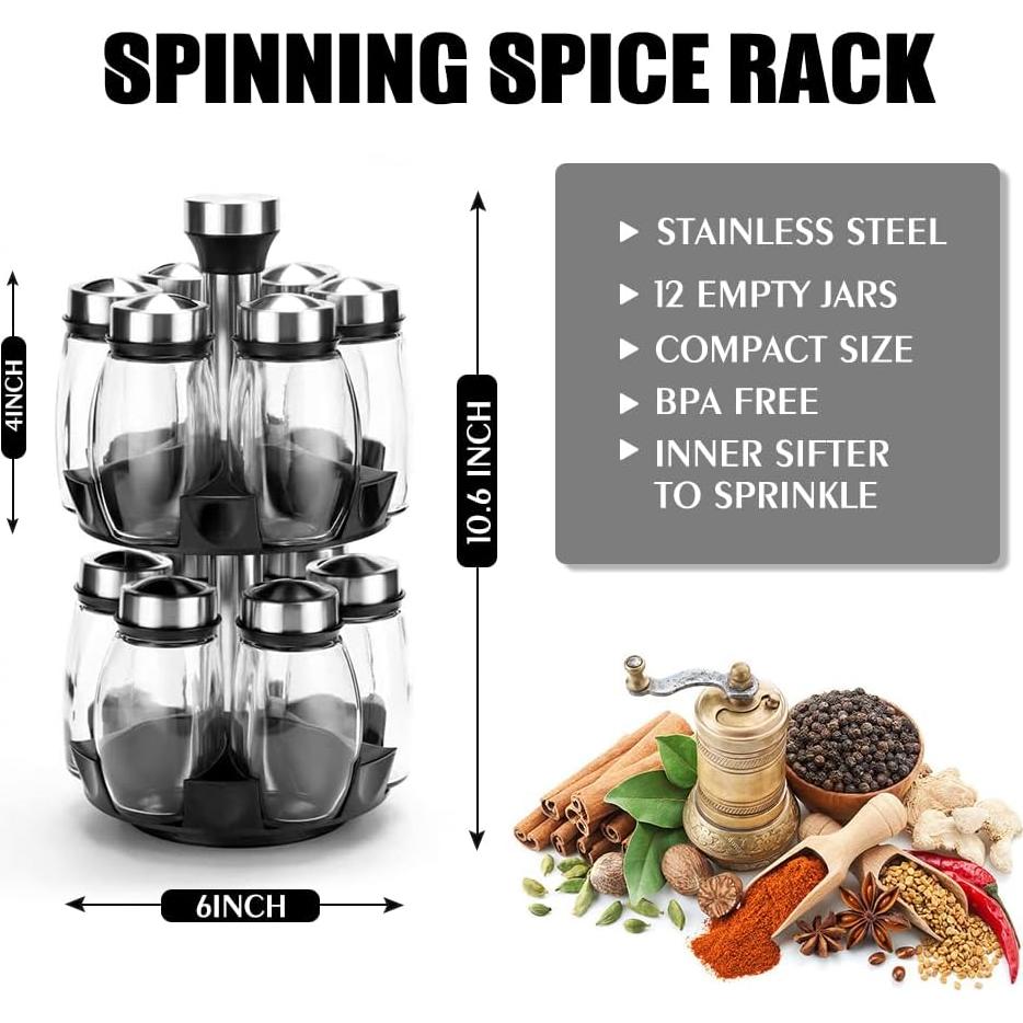 Organizador de especias giratorio Kylinbigda 12 frascos 26.92 cm