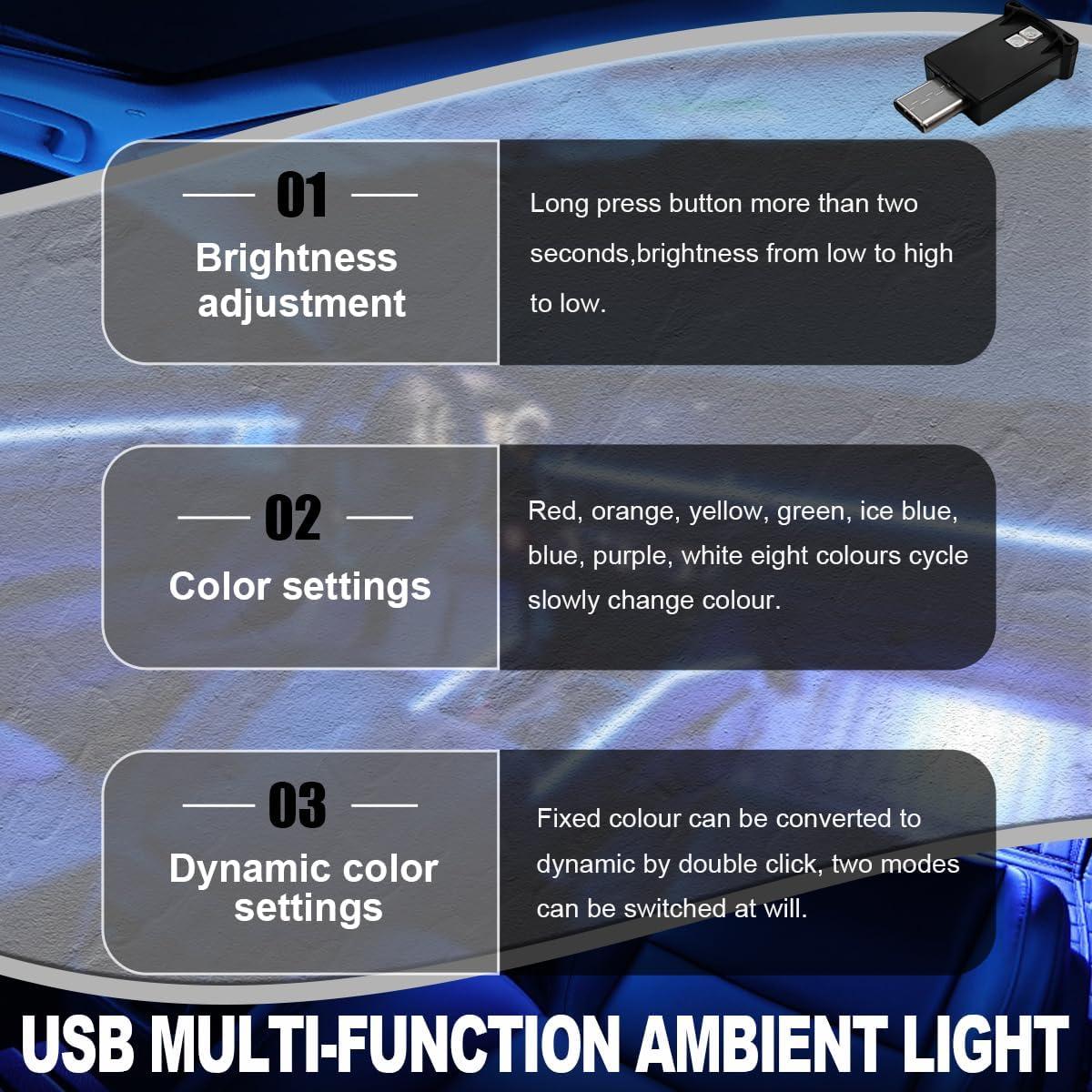 Luz Ambiental LED USB-C KVAEY 8 Colores RGB Mini