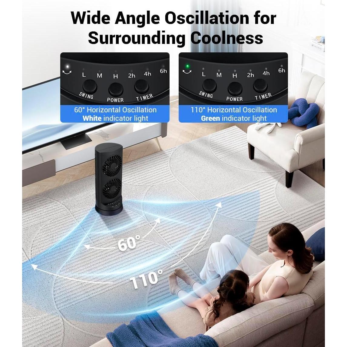 Ventilador de Torre KopBeau DFT04-1 Oscilante 3 Velocidades