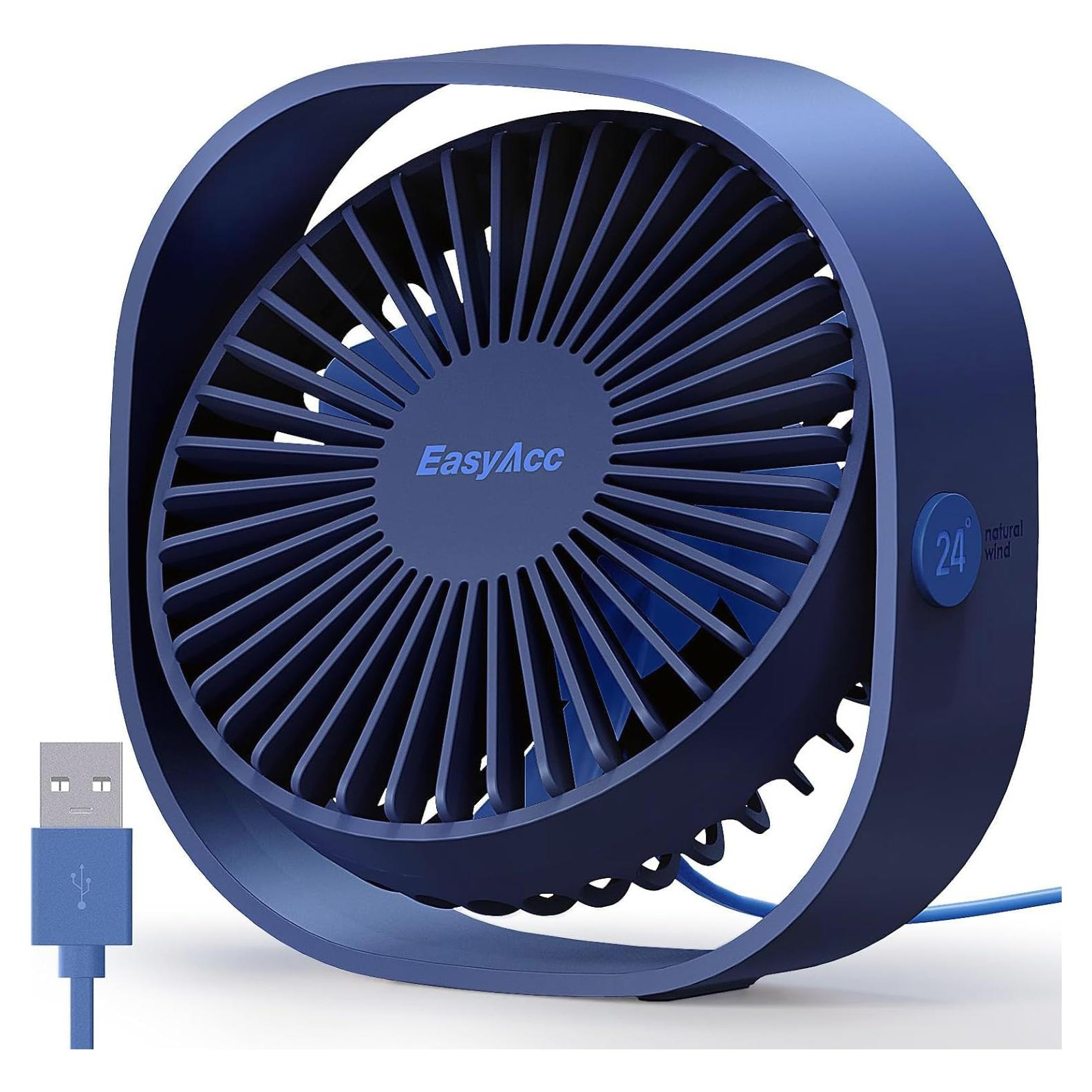 Ventilador de Escritorio USB EasyAcc Mini 3 Velocidades Azul Marino