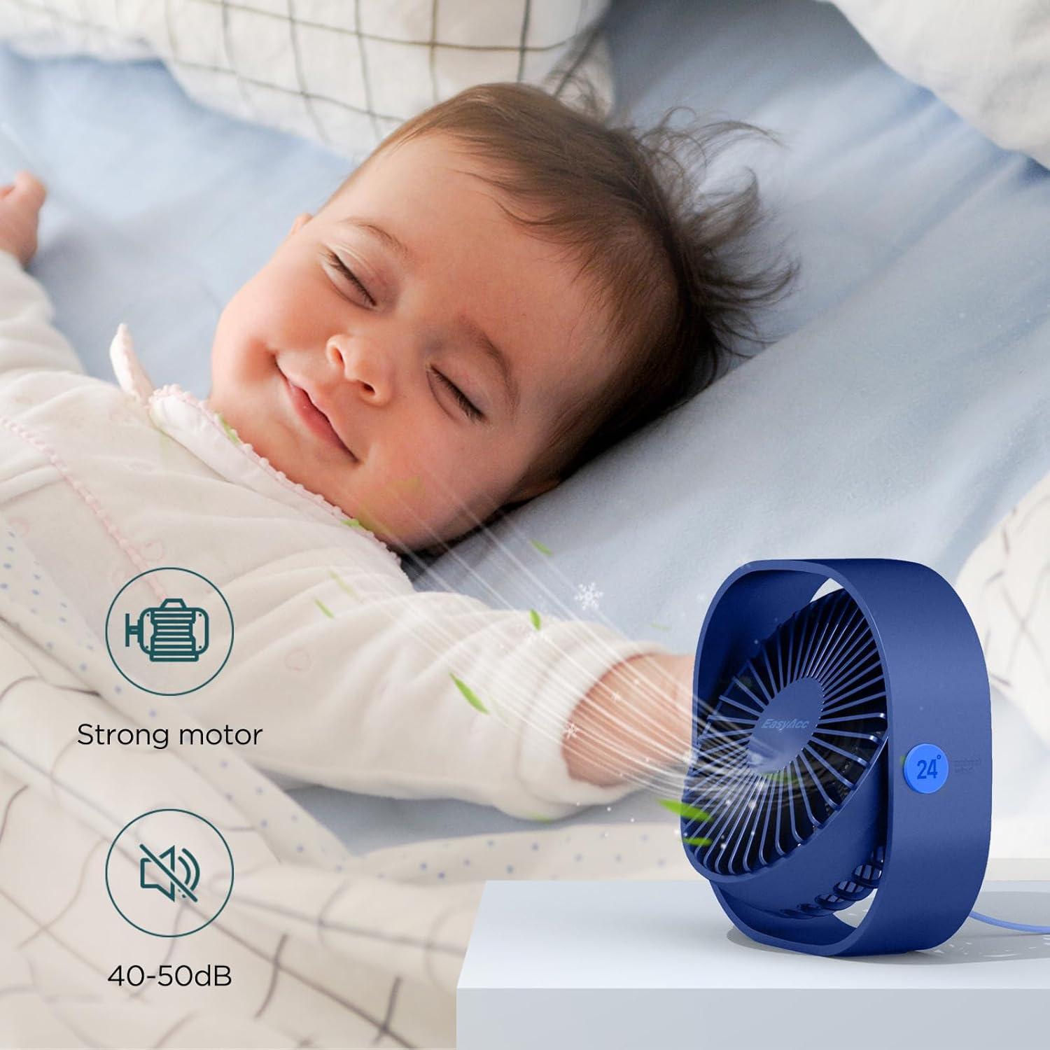 Ventilador de Escritorio USB EasyAcc Mini 3 Velocidades Azul Marino