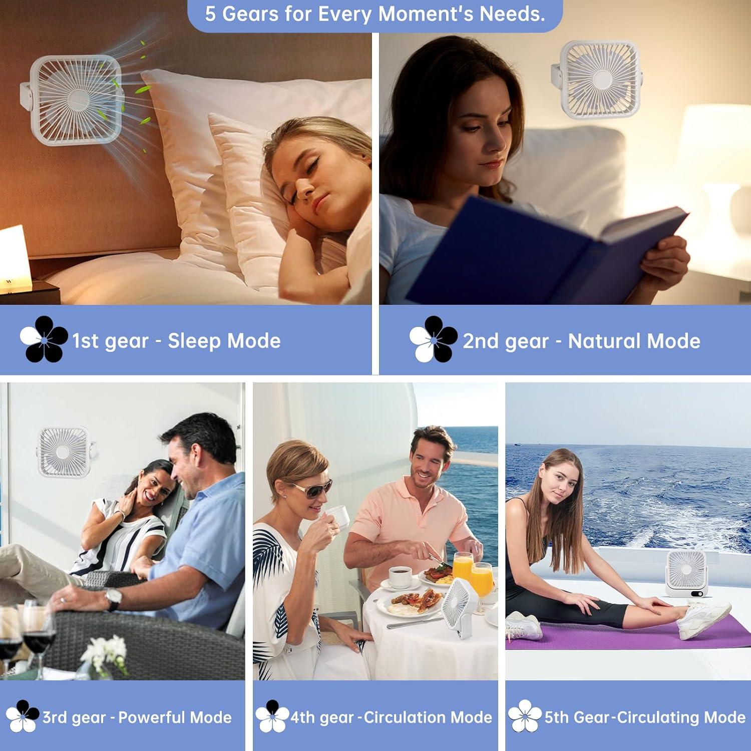 Ventilador de Crucero TEITEAI USB Portátil 5 Velocidades