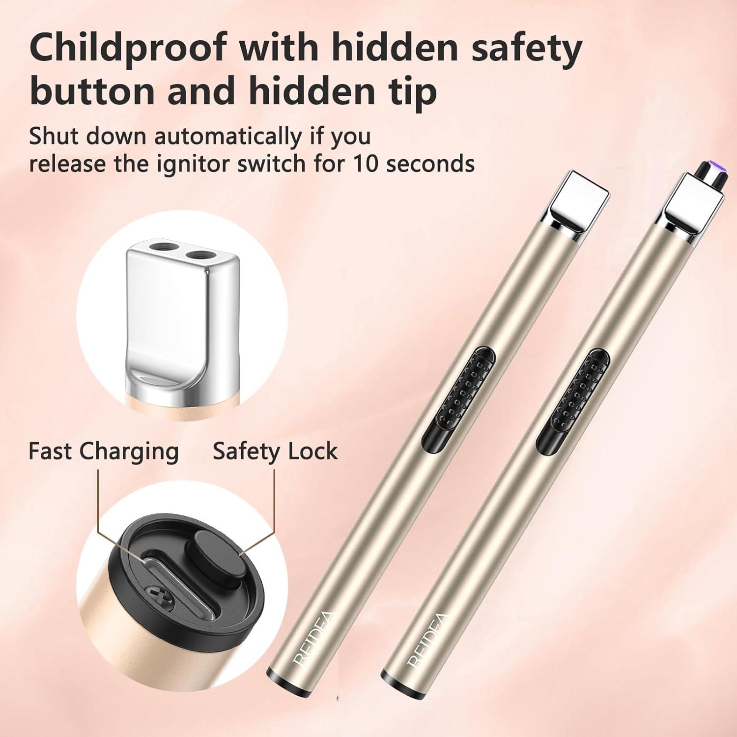 Encendedor Electrónico REIDEA Oro Champán Recargable USB