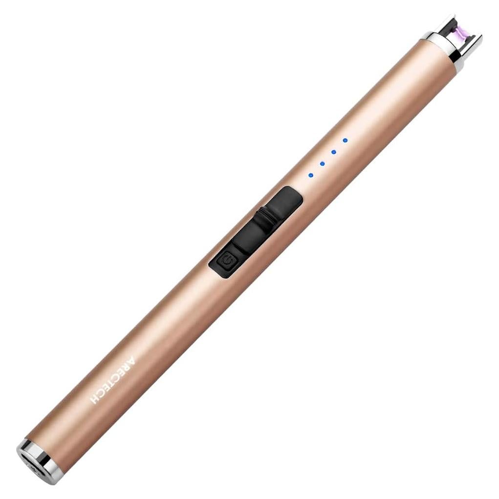 Encendedor Eléctrico Recargable ARECTECH Oro a Prueba de Viento