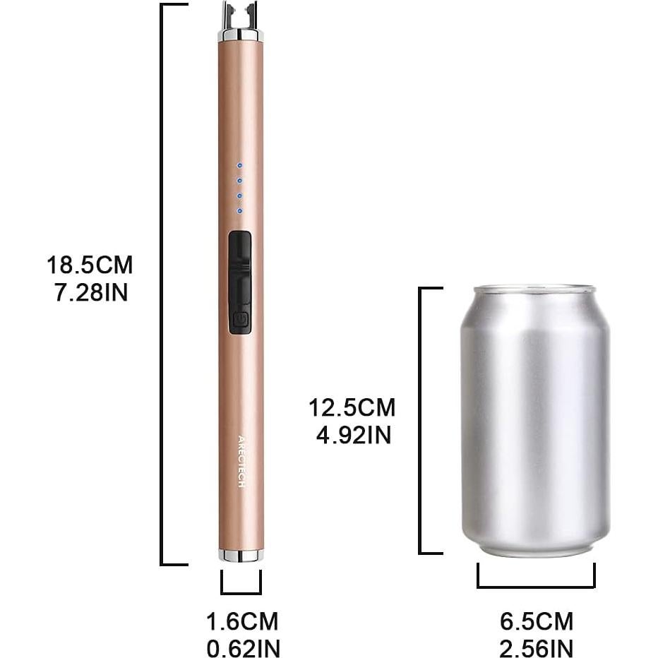 Encendedor Eléctrico Recargable ARECTECH Oro a Prueba de Viento