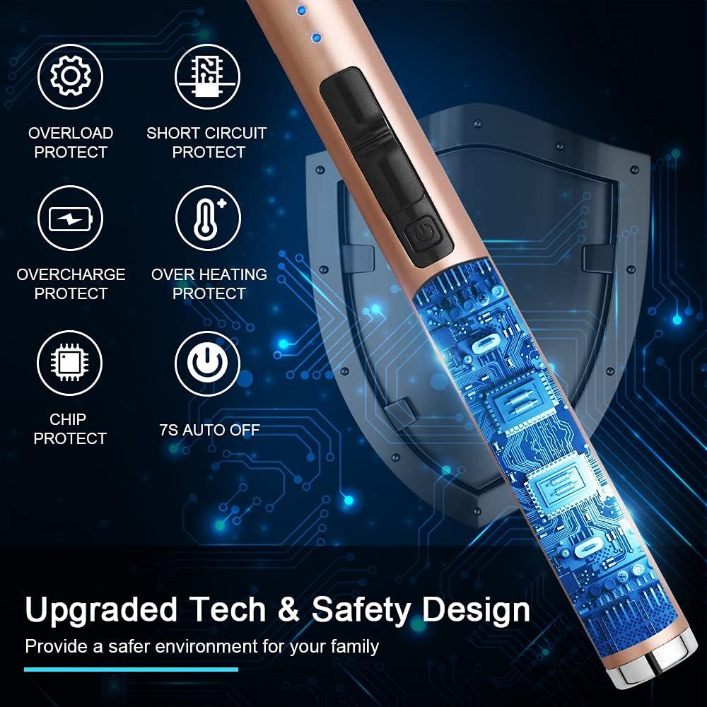 Encendedor Eléctrico Recargable ARECTECH Oro a Prueba de Viento