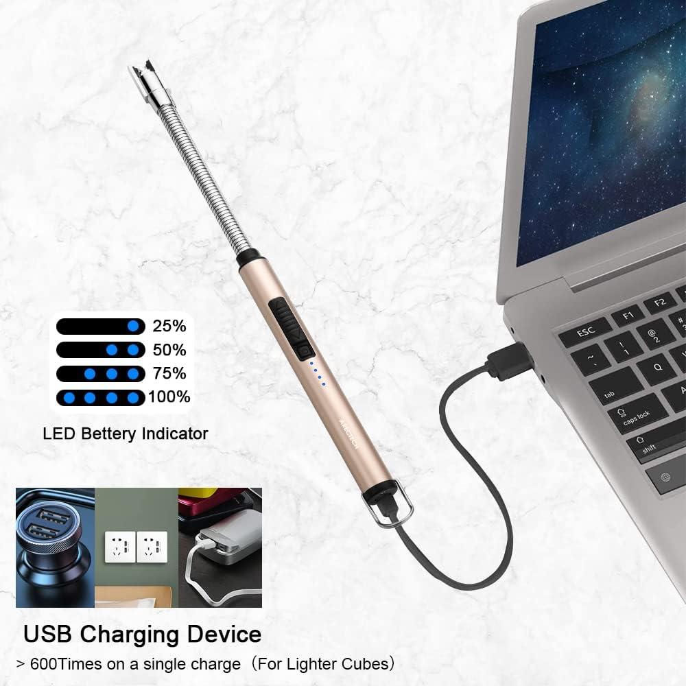 Encendedor Eléctrico ARECTECH Recargable USB Dorado 10.4 cm