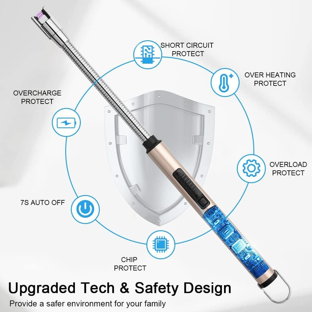 Encendedor Eléctrico ARECTECH Recargable USB Dorado 10.4 cm