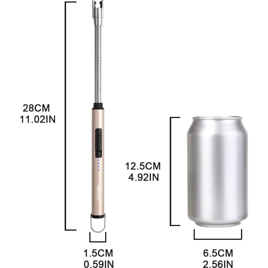 Encendedor Eléctrico ARECTECH Recargable USB Dorado 10.4 cm