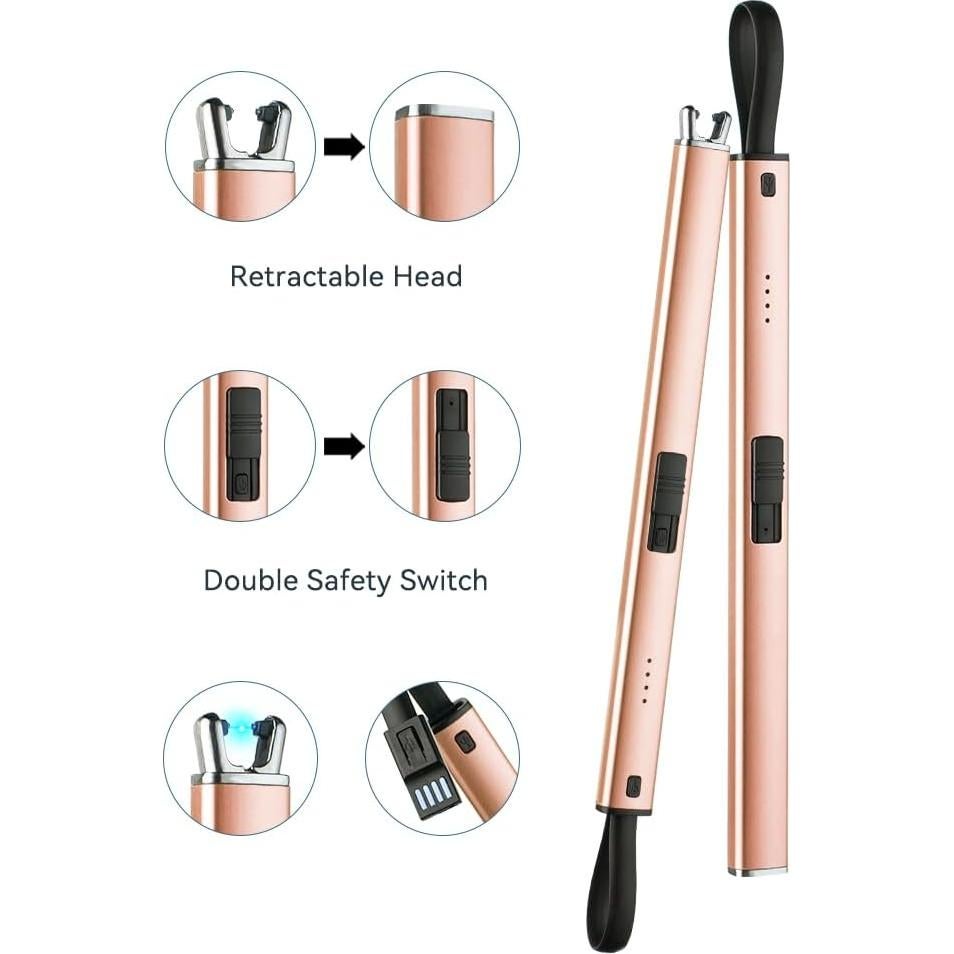 Encendedor Eléctrico Brigii de Velas Rosa Dorado USB