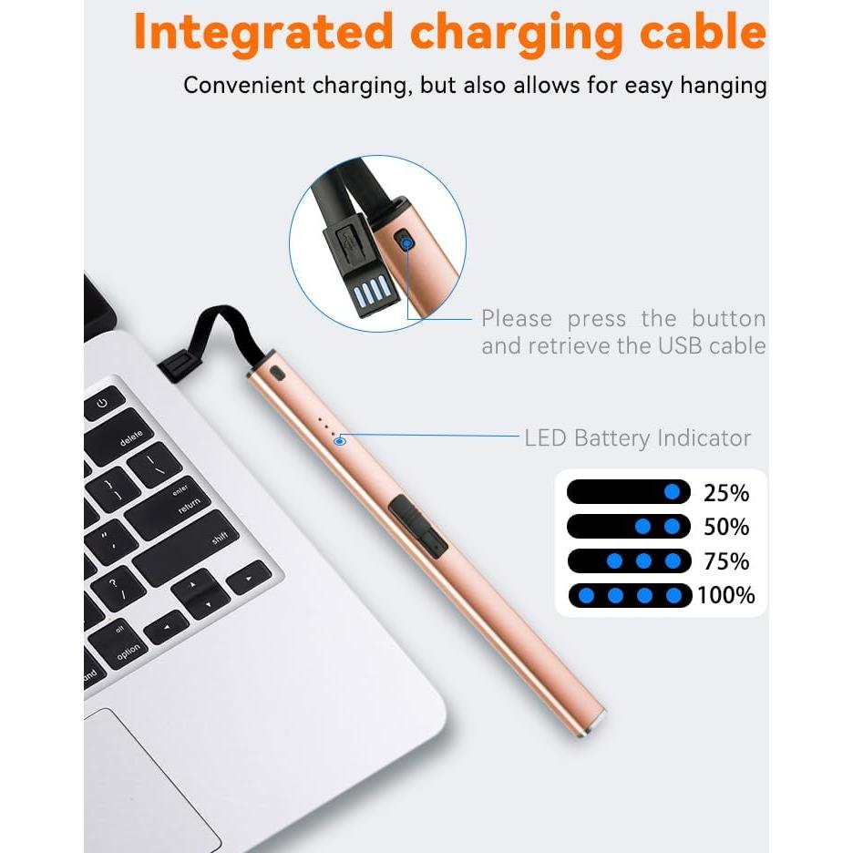 Encendedor Eléctrico Brigii de Velas Rosa Dorado USB