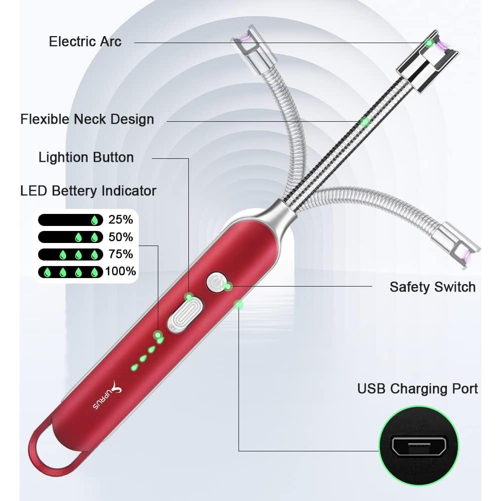 Encendedor Eléctrico SUPRUS Recargable USB Cuello Flexible 10,41 cm
