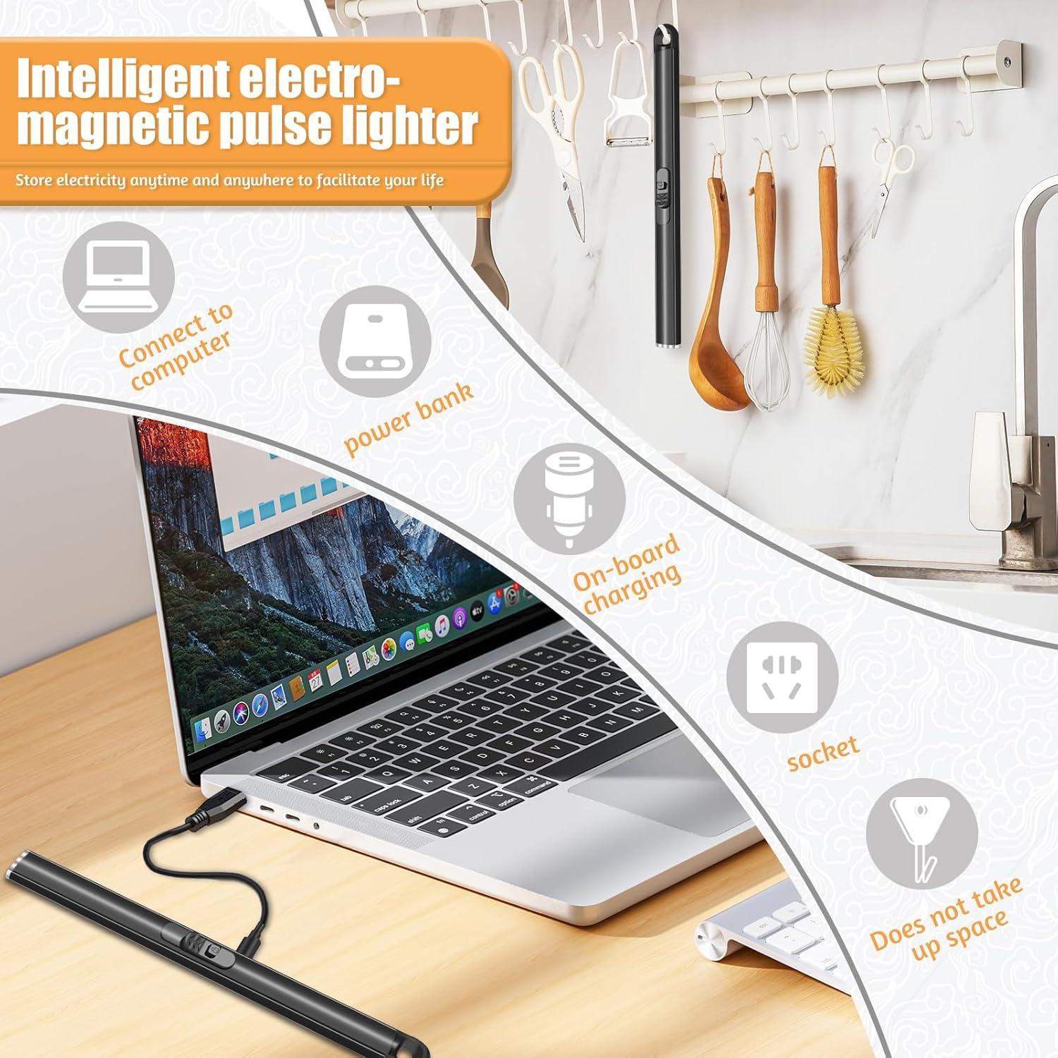 Encendedores Eléctricos Recargables Jamestry - 2 Piezas Negro