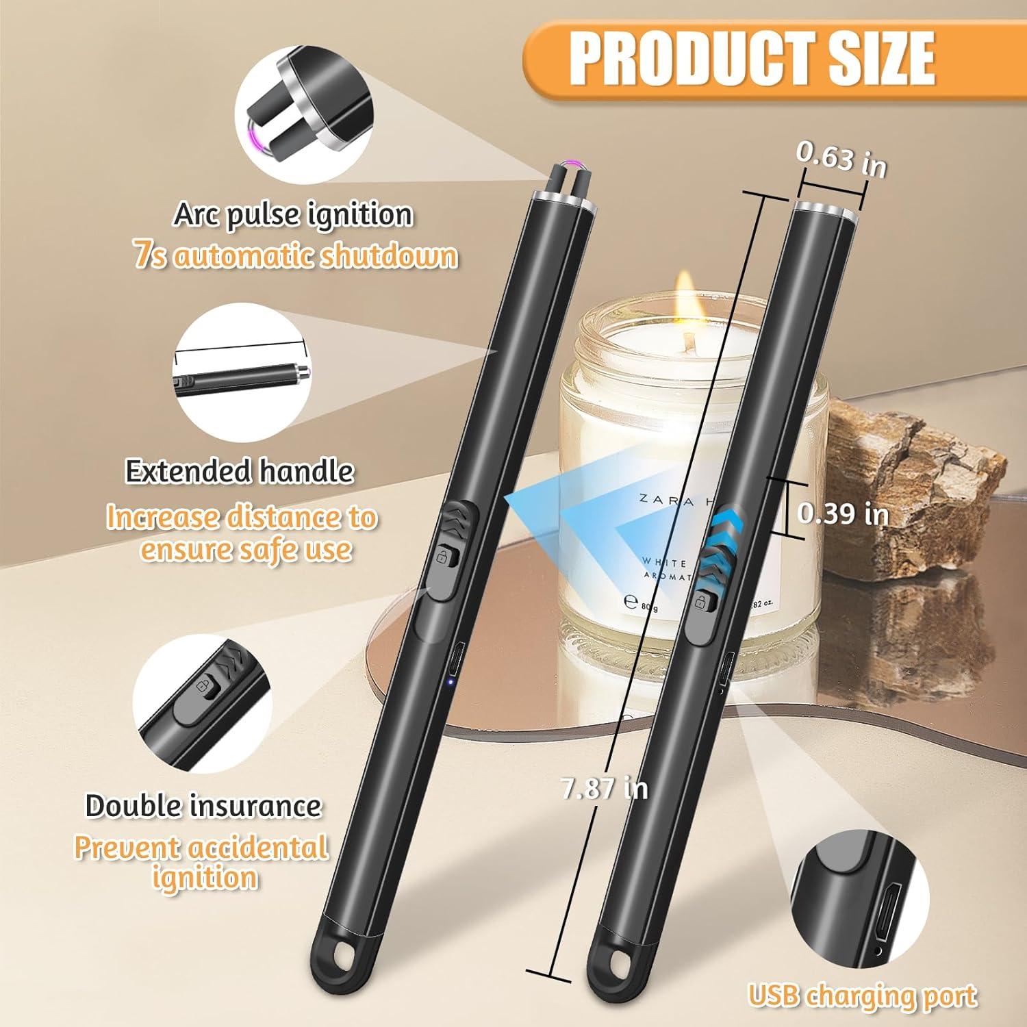 Encendedores Eléctricos Recargables Jamestry - 2 Piezas Negro
