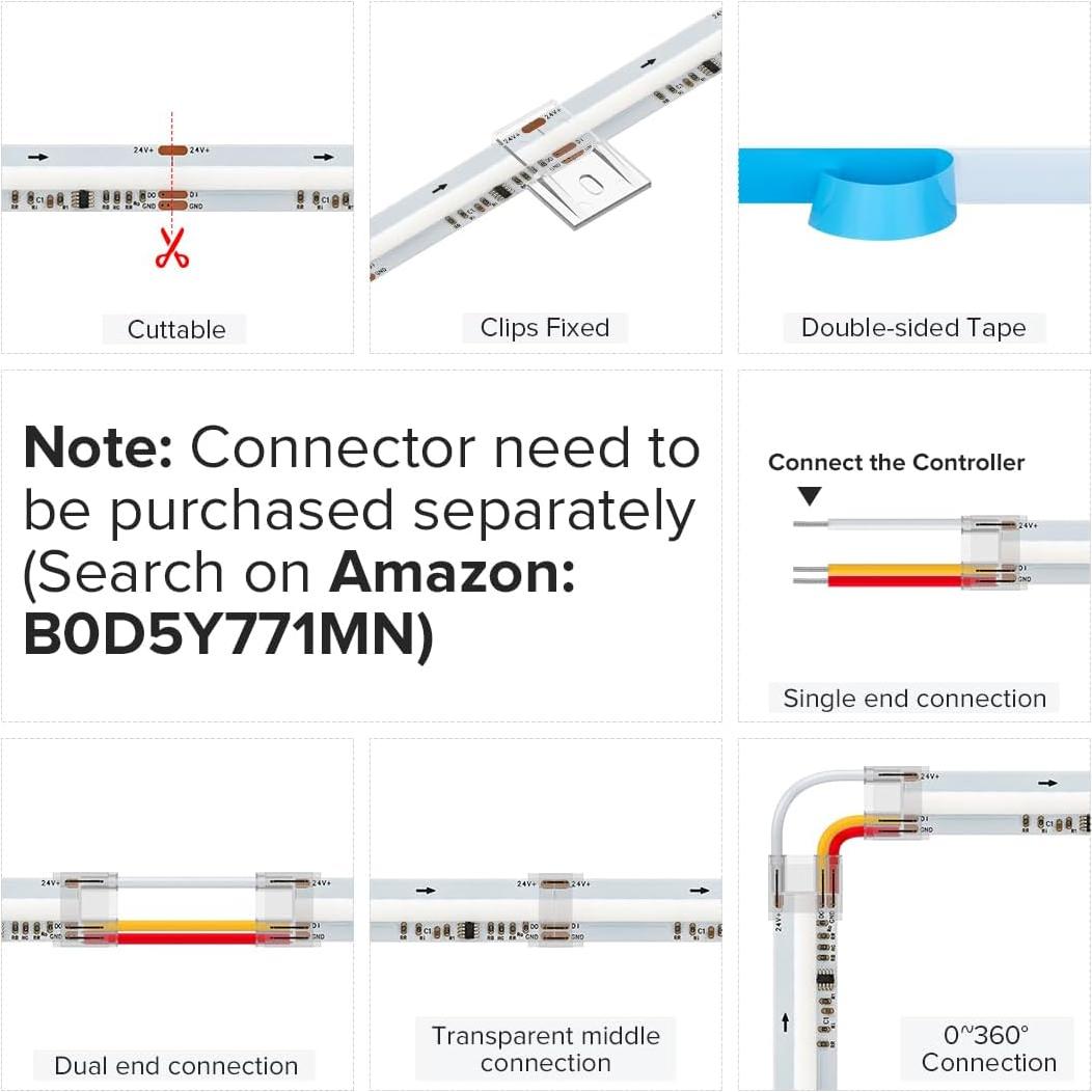 Tira LED BTF-LIGHTING FCOB 24FT 720LED/m RGB DC24V