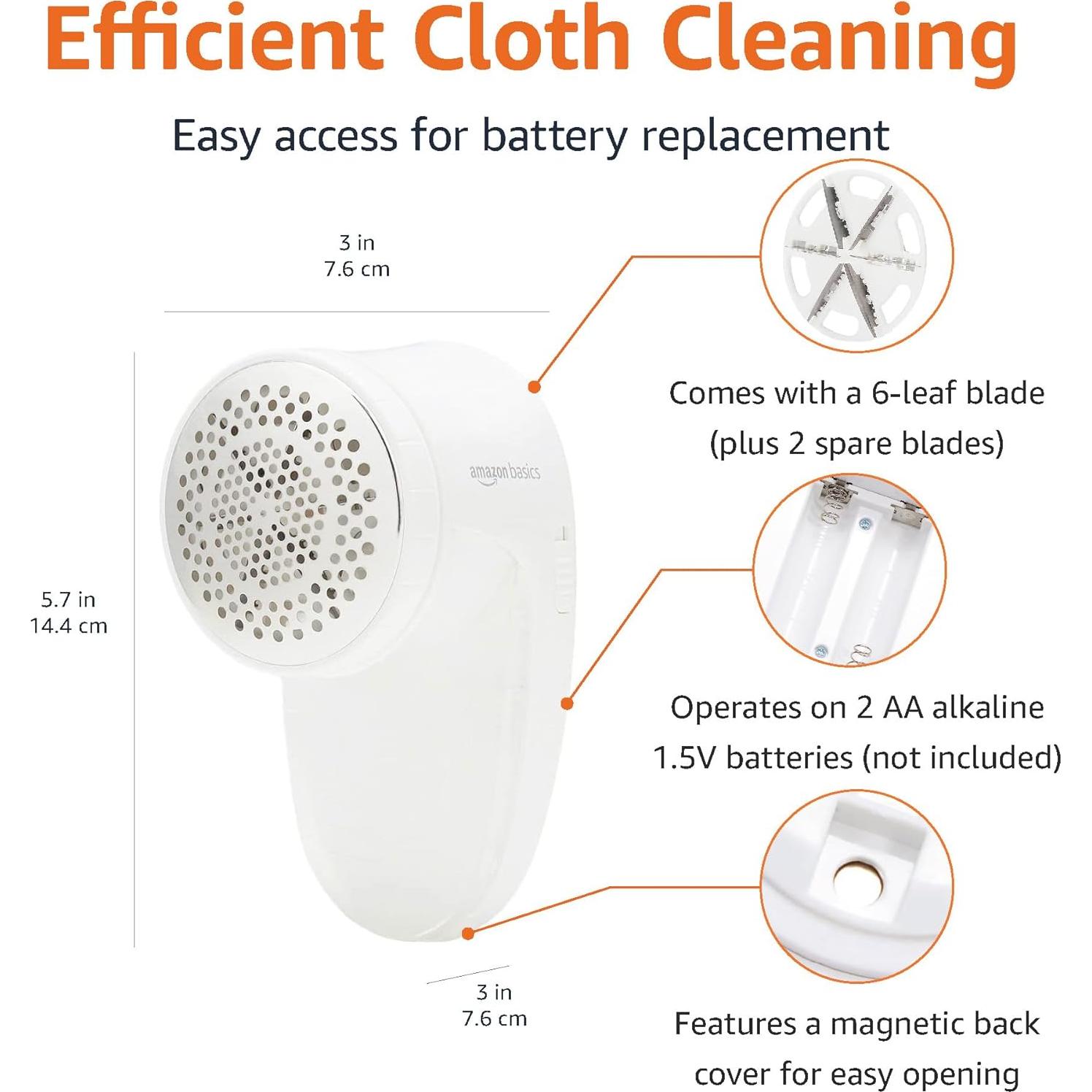 Desfibrilador de tela Amazon Basics, 2 cuchillas, blanco