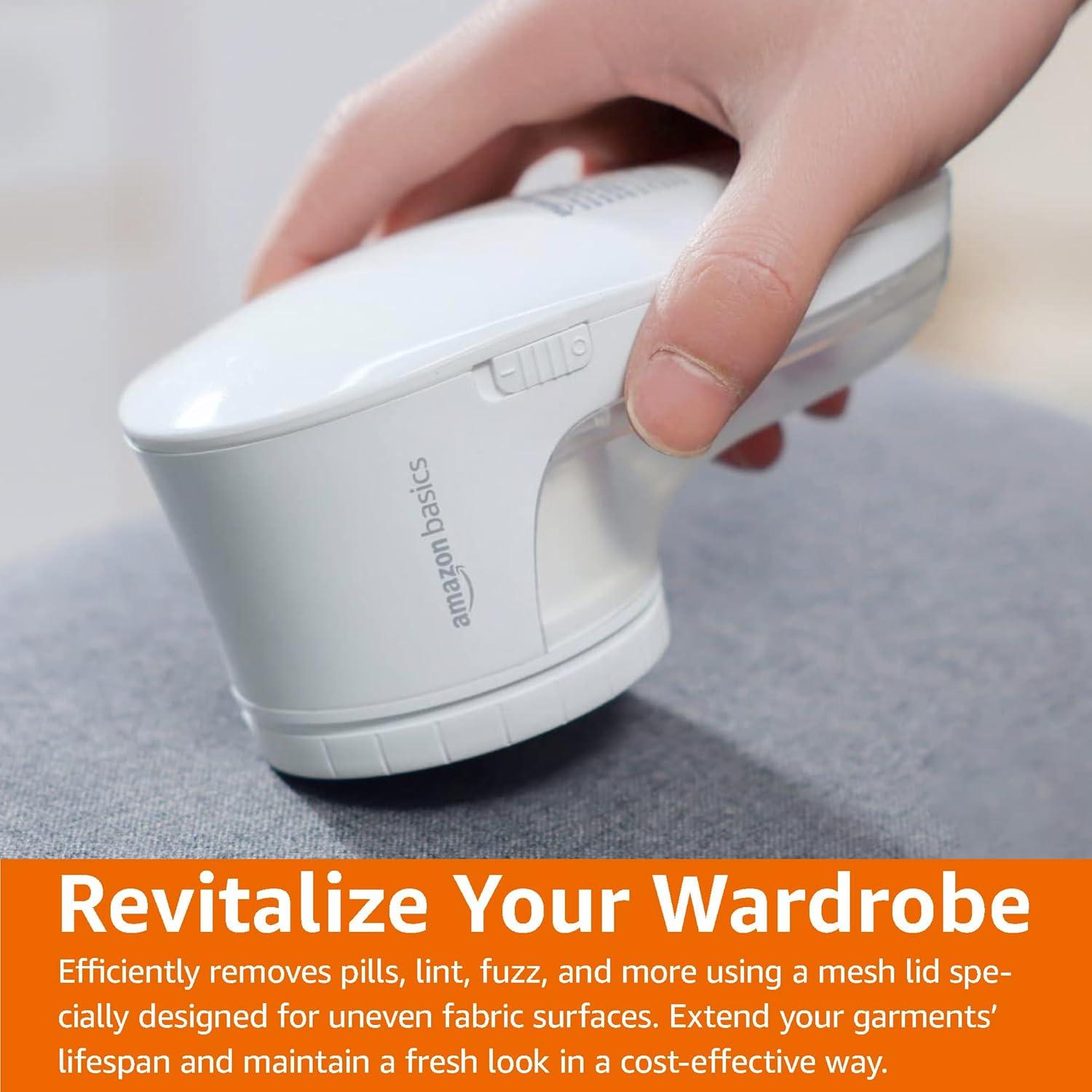 Desfibrilador de tela Amazon Basics, 2 cuchillas, blanco