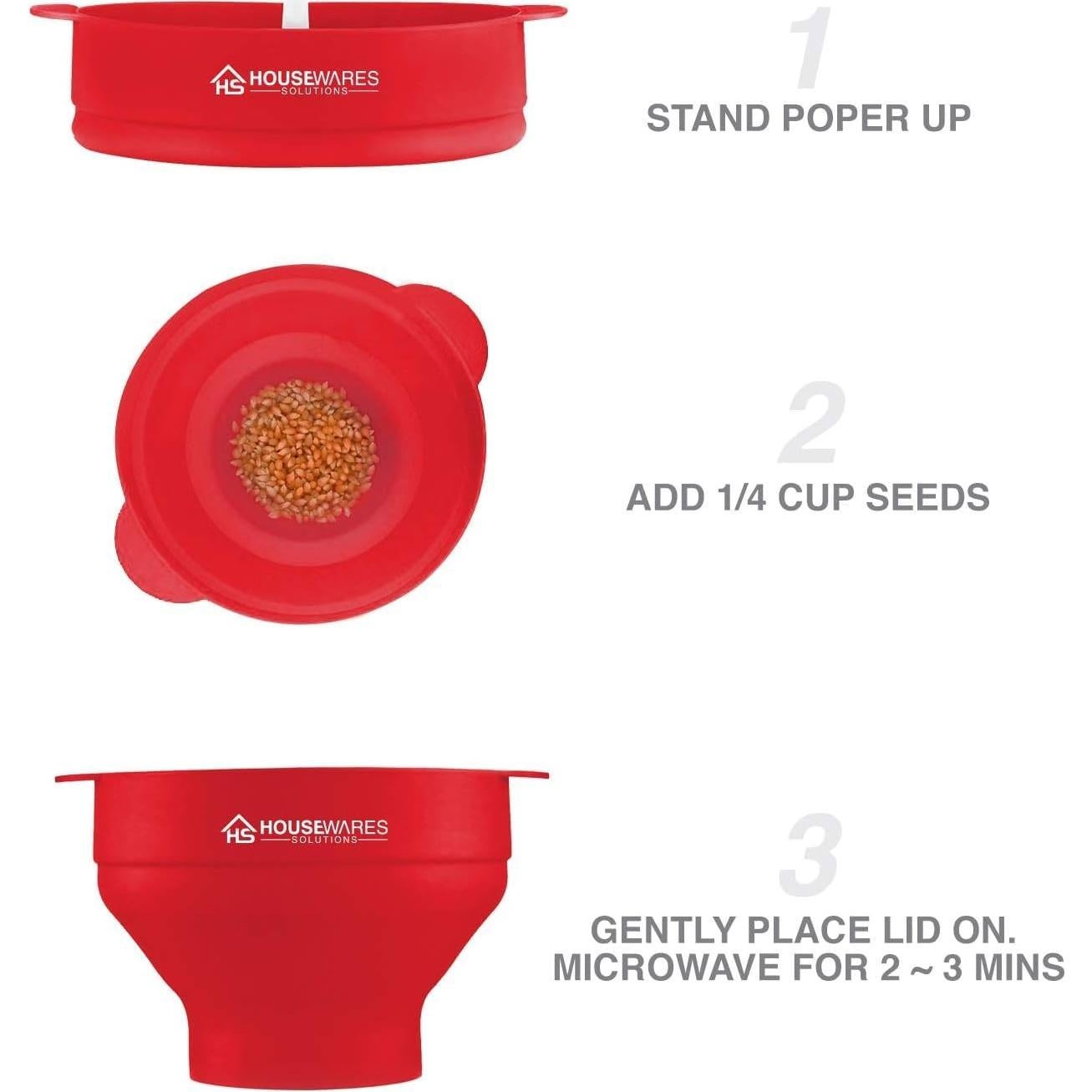 Tazón de Palomitas de Maíz BRENSTEN Silicona Colapsable 10 Tazas