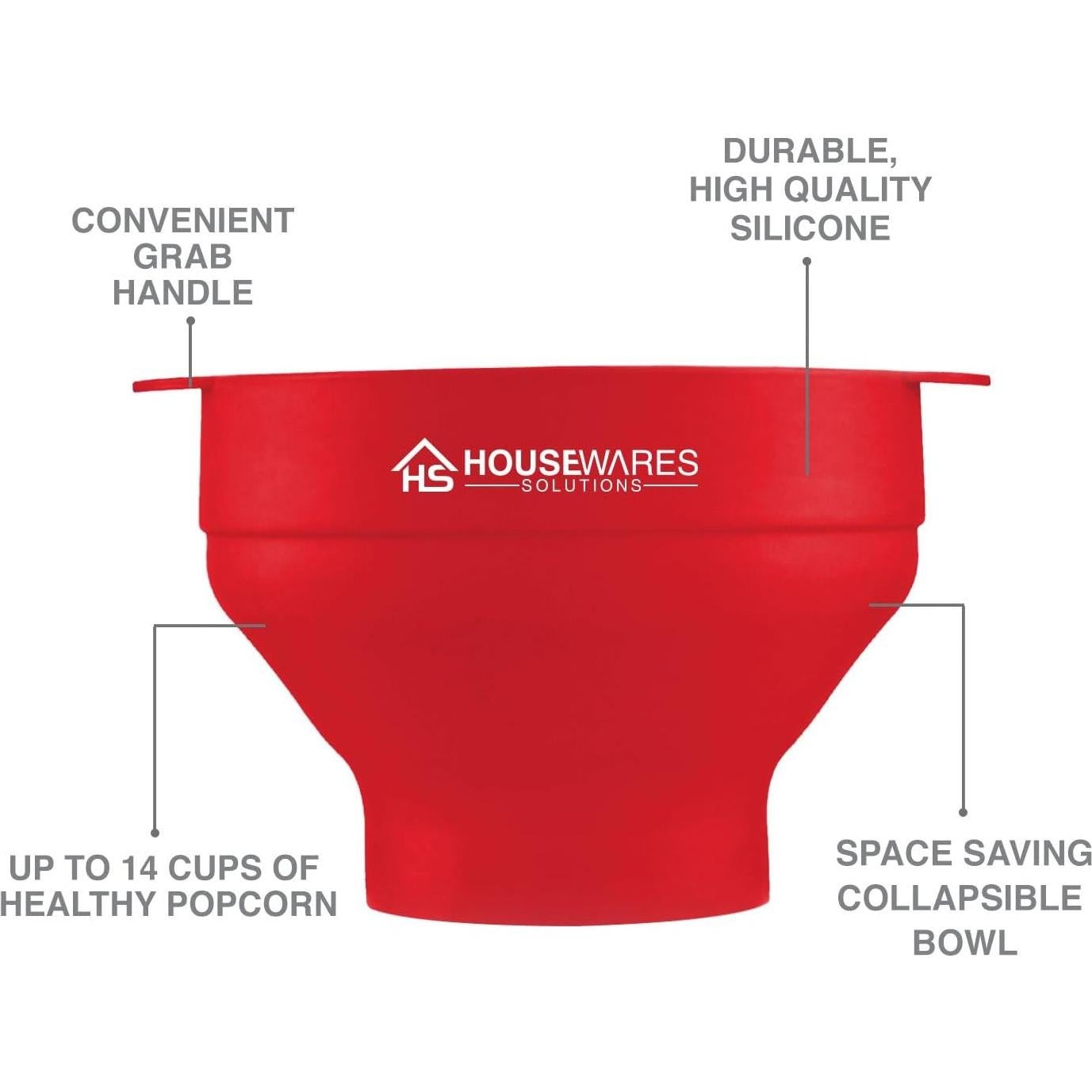 Tazón de Palomitas de Maíz BRENSTEN Silicona Colapsable 10 Tazas