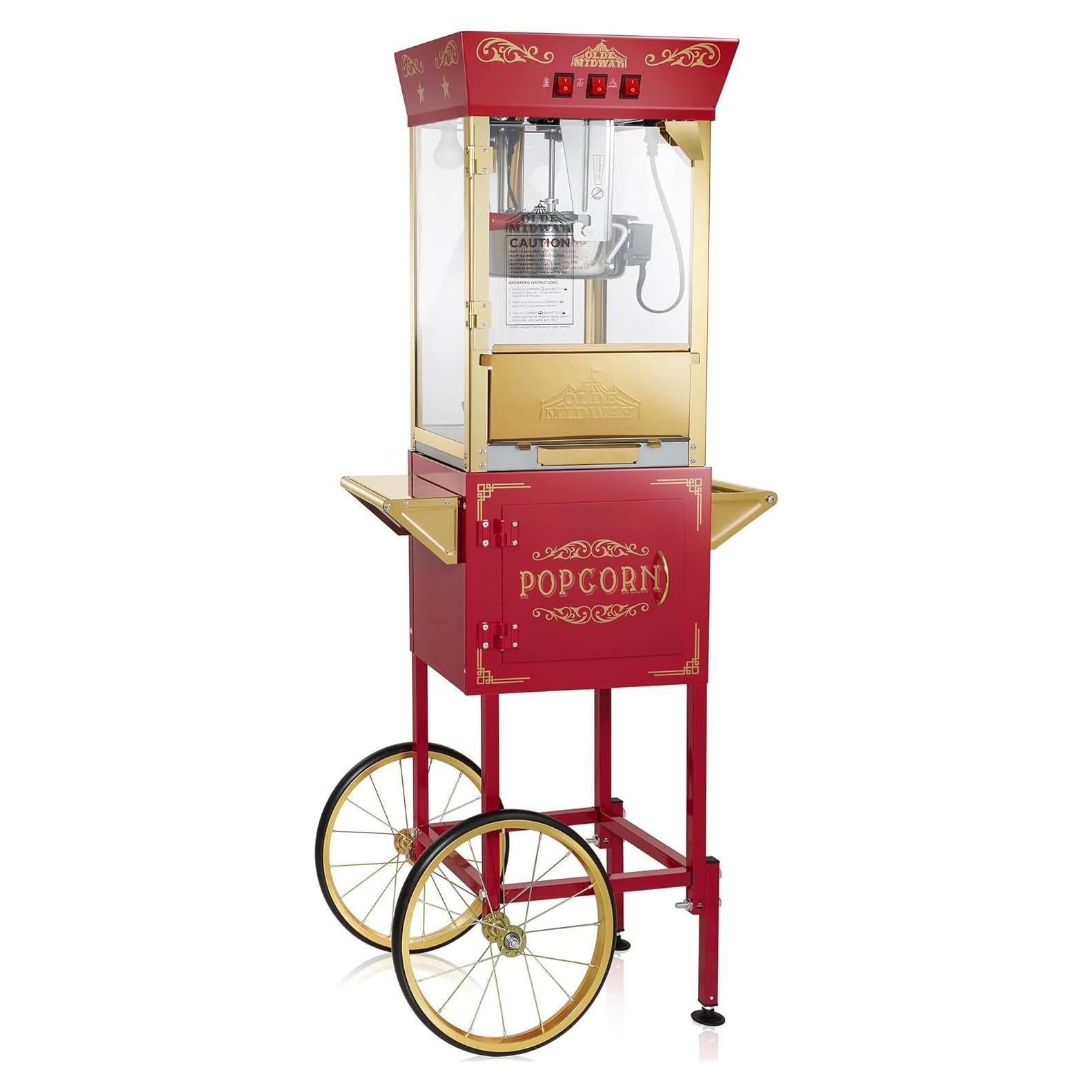Máquina de Palomitas Olde Midway 10 oz Carrito Vintage Rojo