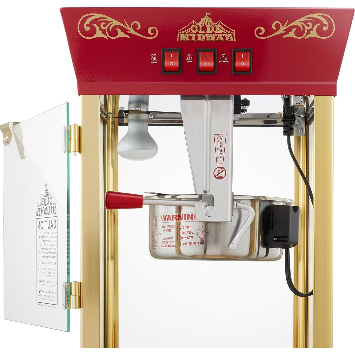Máquina de Palomitas Olde Midway 10 oz Carrito Vintage Rojo