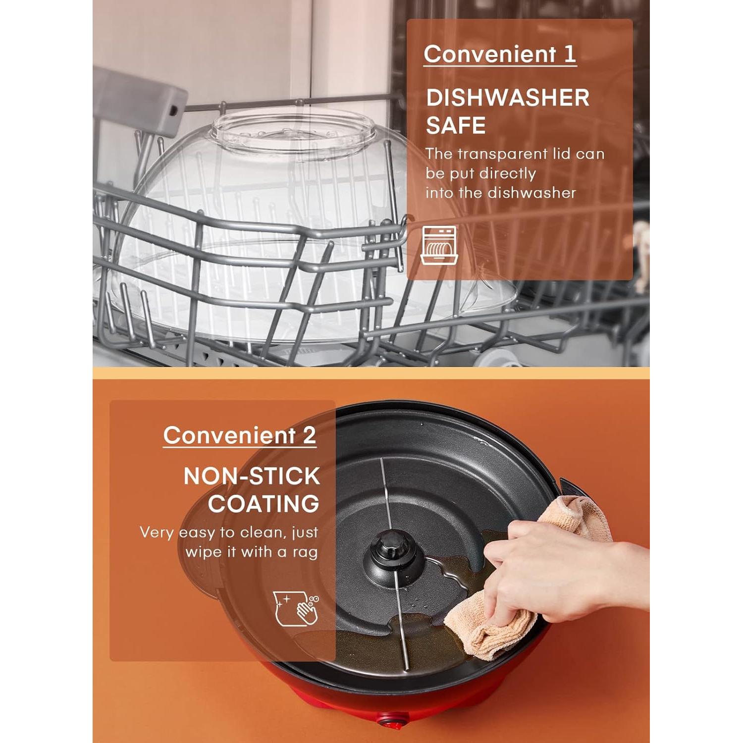 Máquina de Palomitas Eléctrica HOUSNAT 28 Tazas 800W Antiadherente