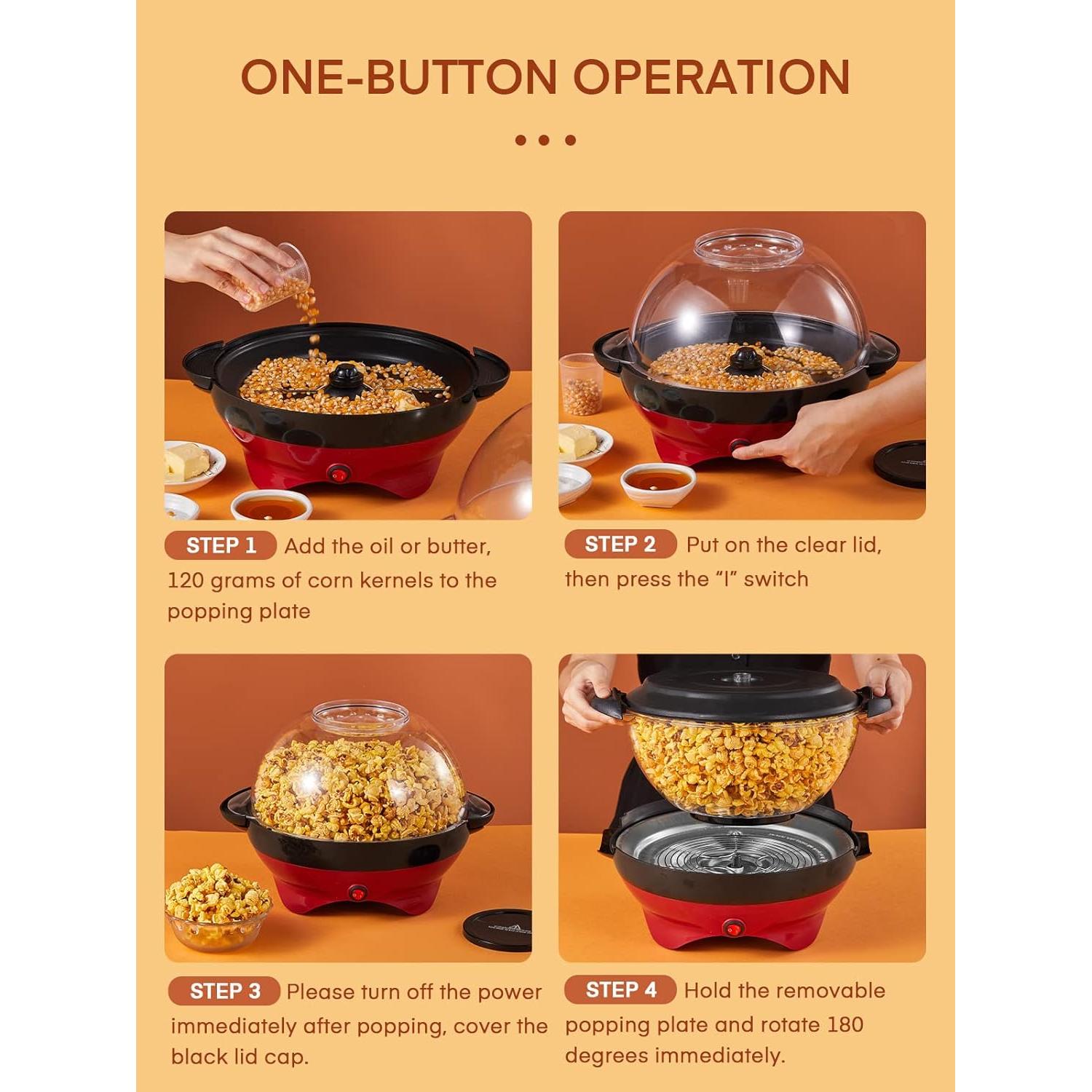 Máquina de Palomitas Eléctrica HOUSNAT 28 Tazas 800W Antiadherente