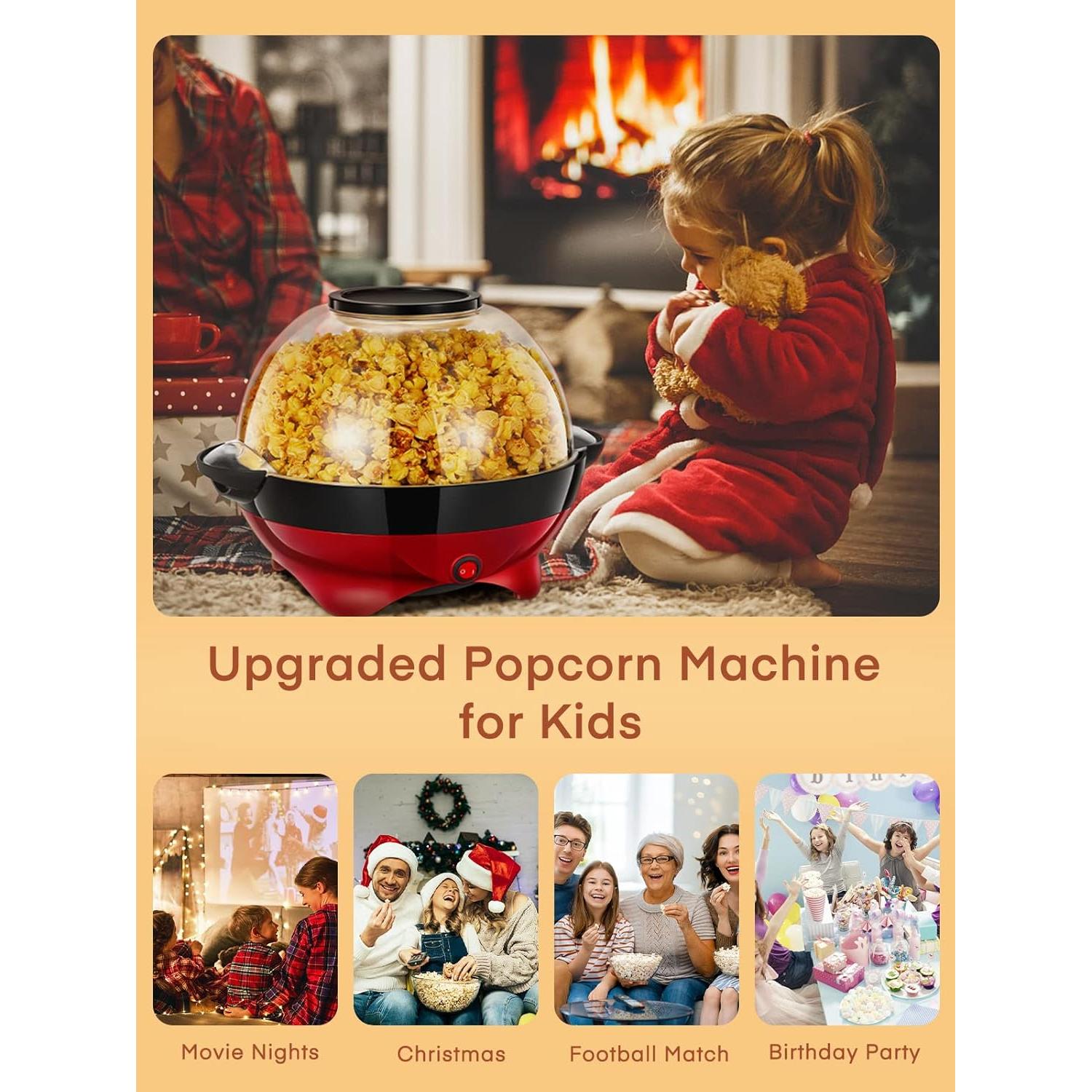 Máquina de Palomitas Eléctrica HOUSNAT 28 Tazas 800W Antiadherente