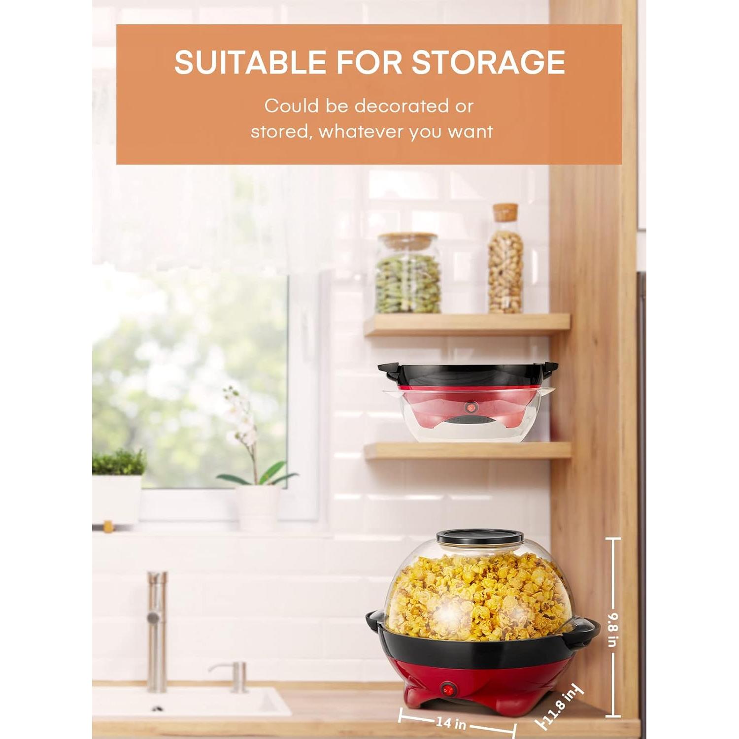 Máquina de Palomitas Eléctrica HOUSNAT 28 Tazas 800W Antiadherente