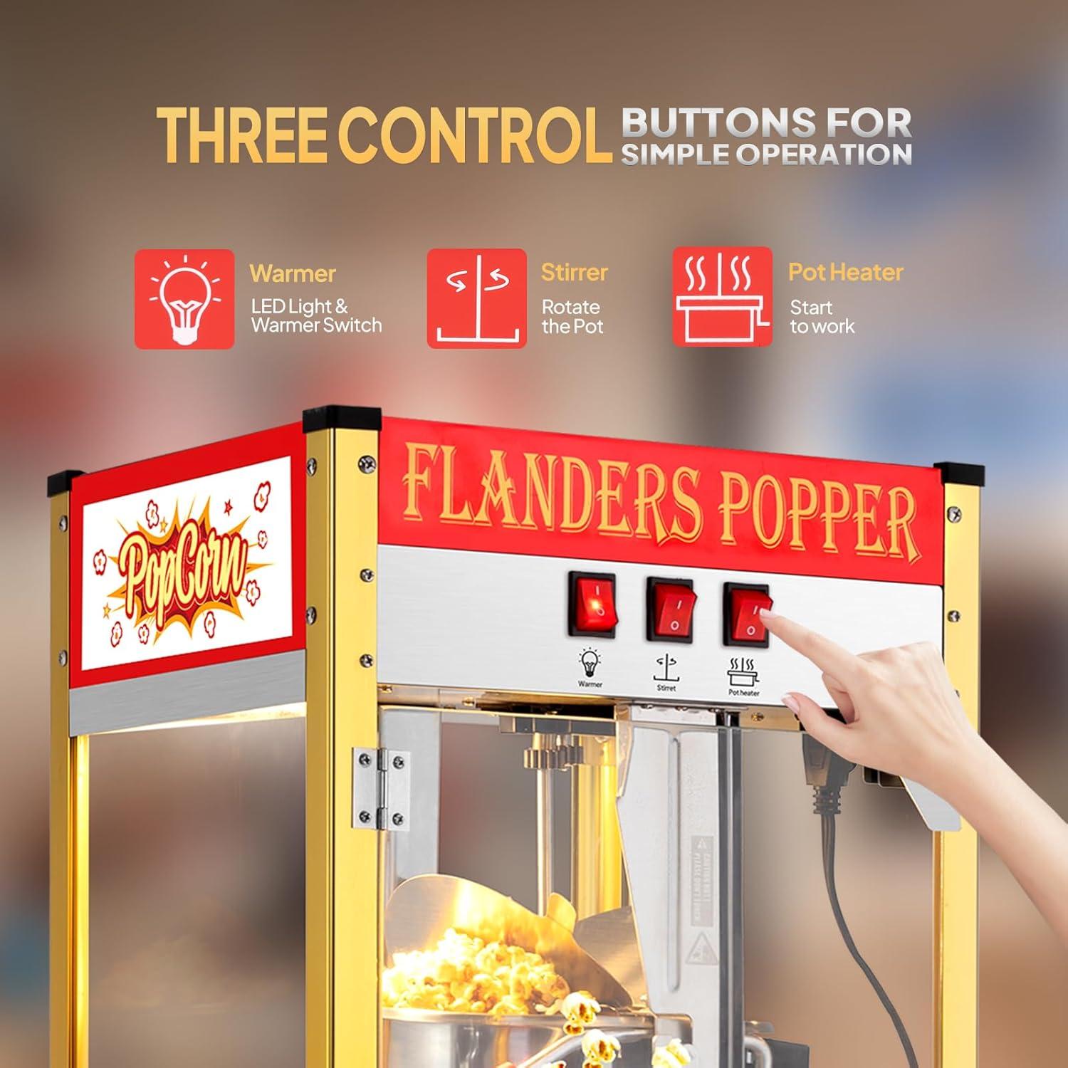 Máquina de Palomitas ROVSUN 10 Oz con Carrito y Accesorios